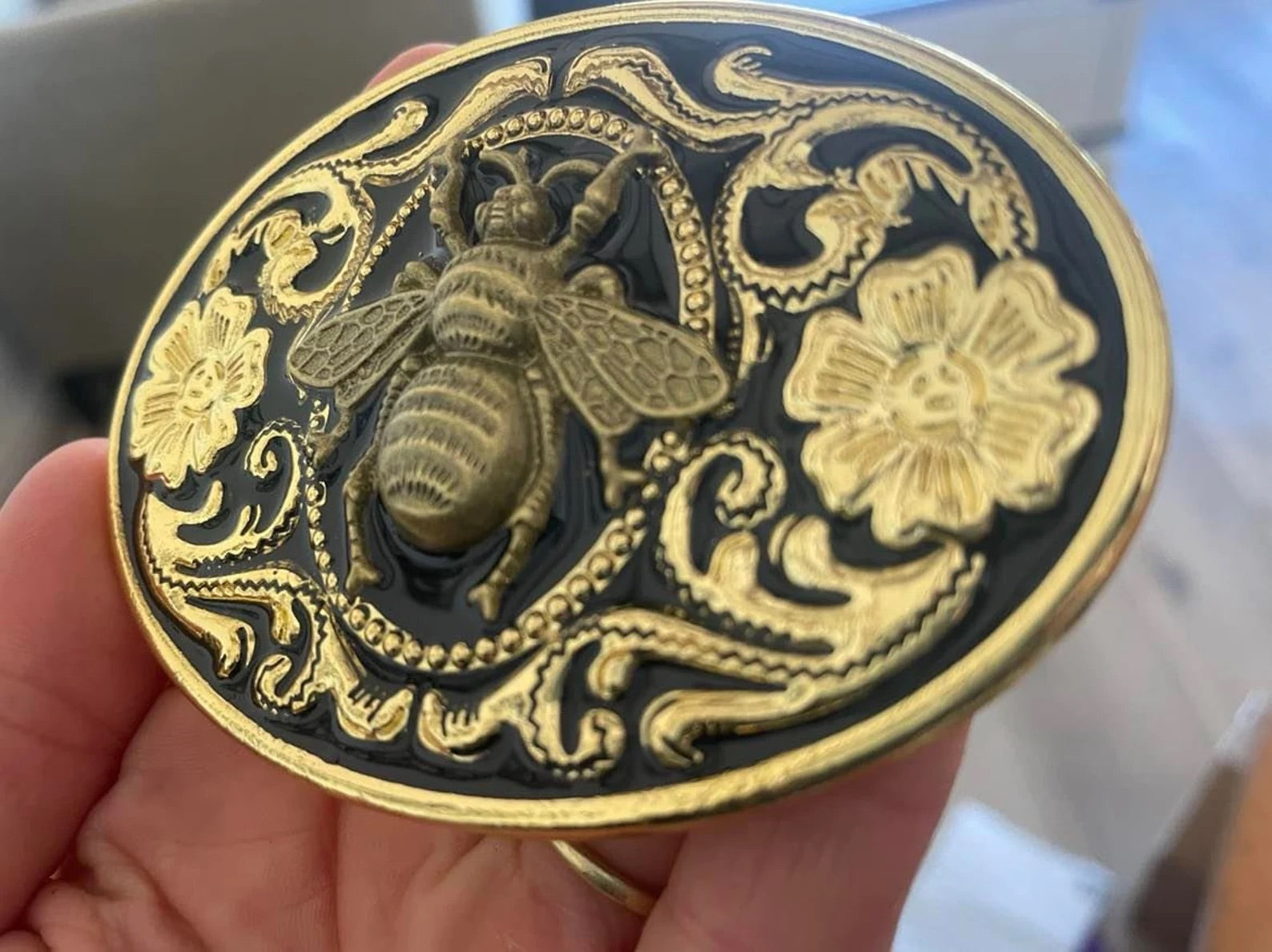 Gold Honey Bee Belt Buckle