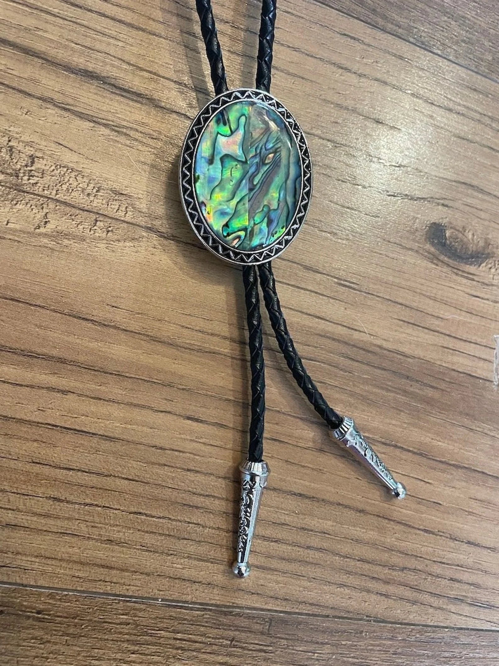 Abalone Shell Bolo Tie Black Cord