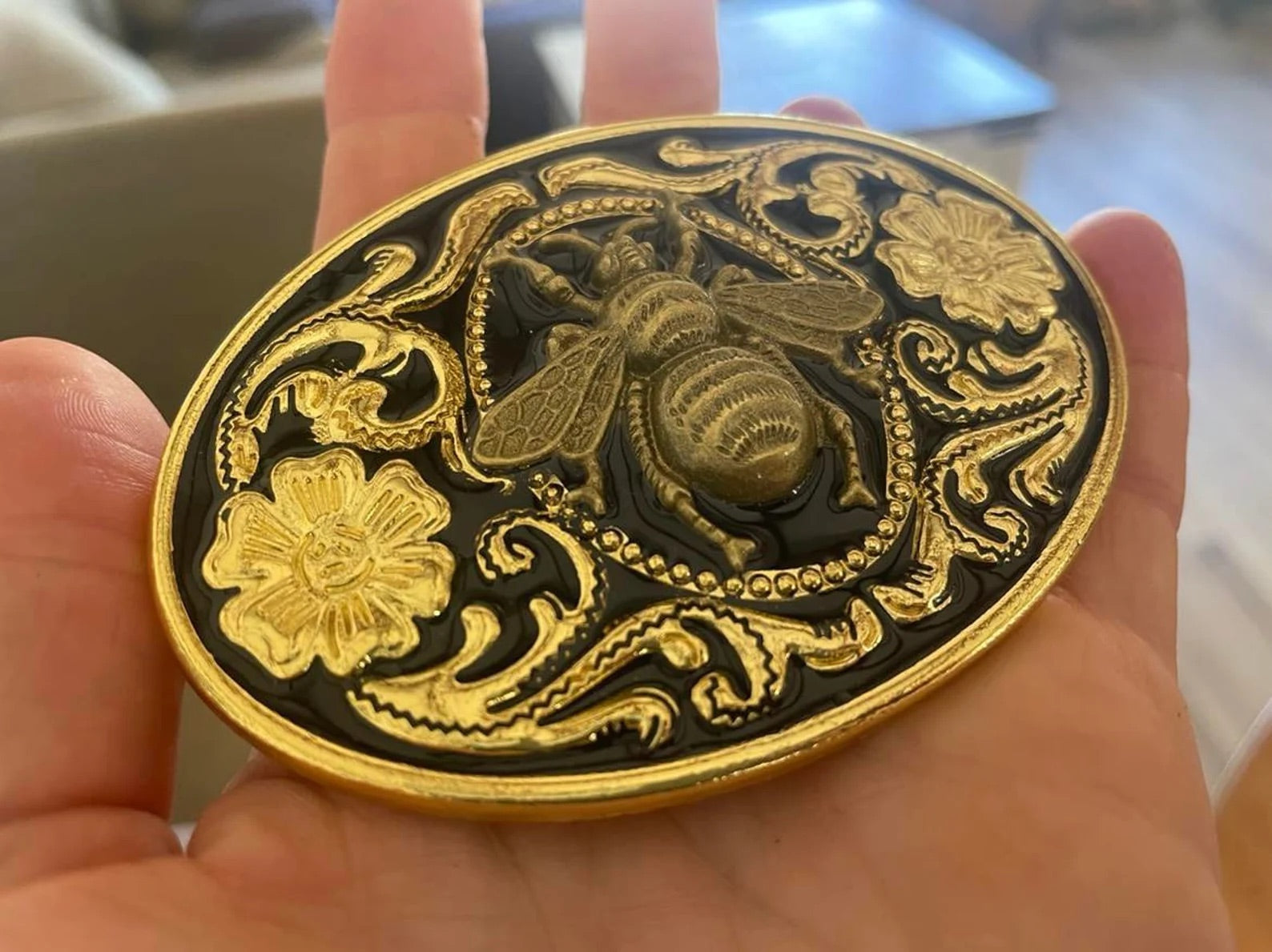 Gold Honey Bee Belt Buckle