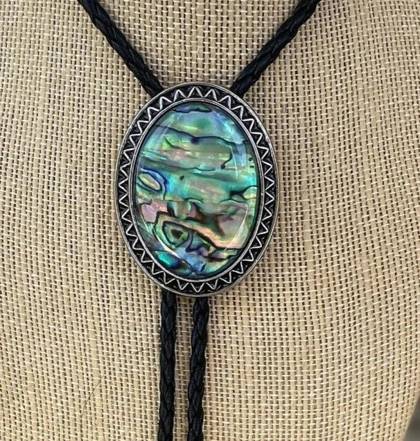 Abalone Shell Bolo Tie Black Cord