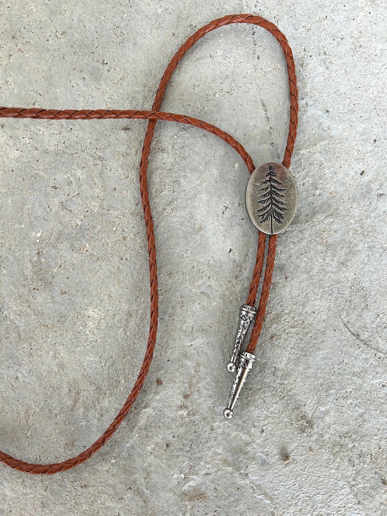 Silver Pine Tree Bolo Tie