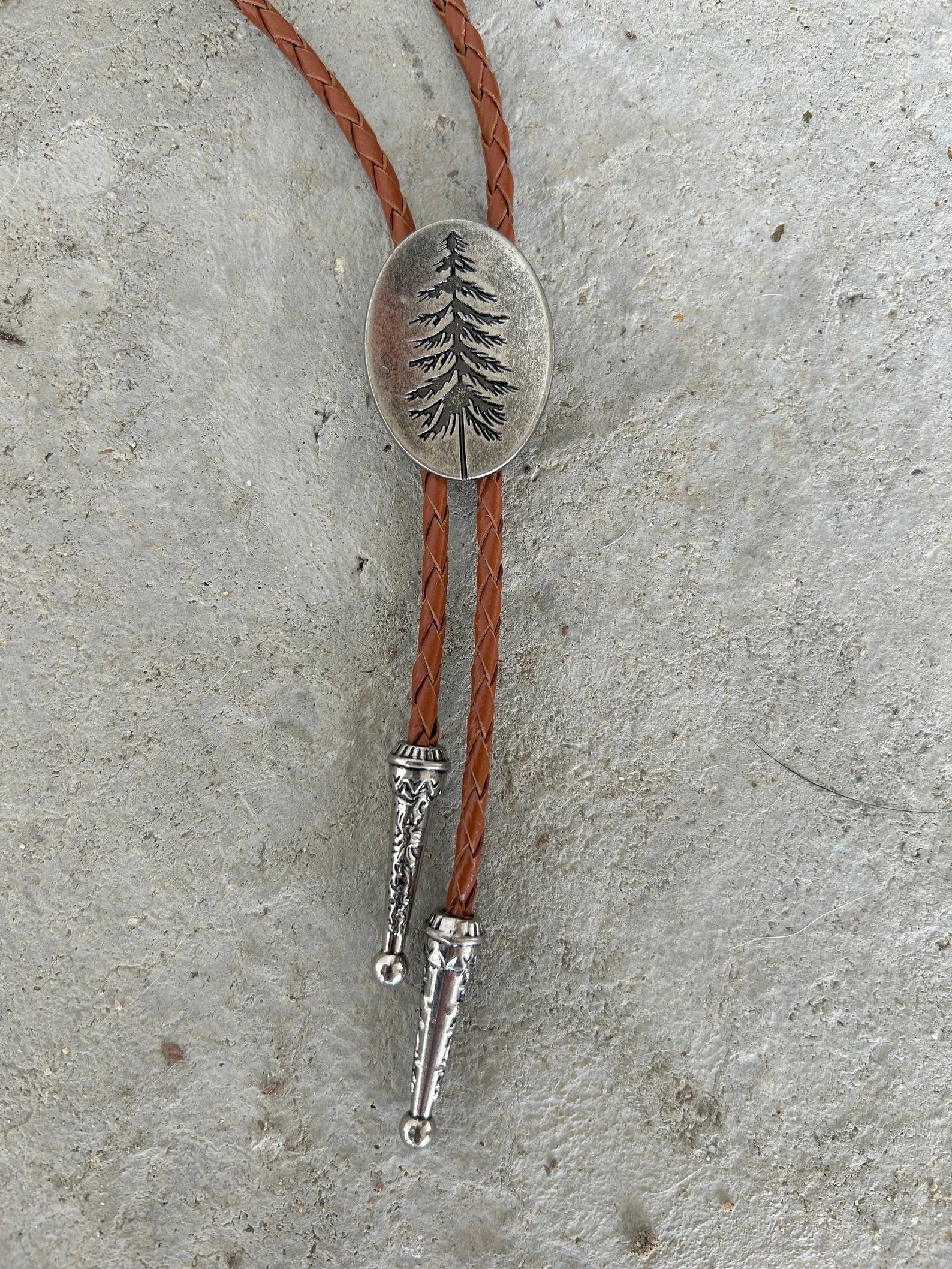 Silver Pine Tree Bolo Tie