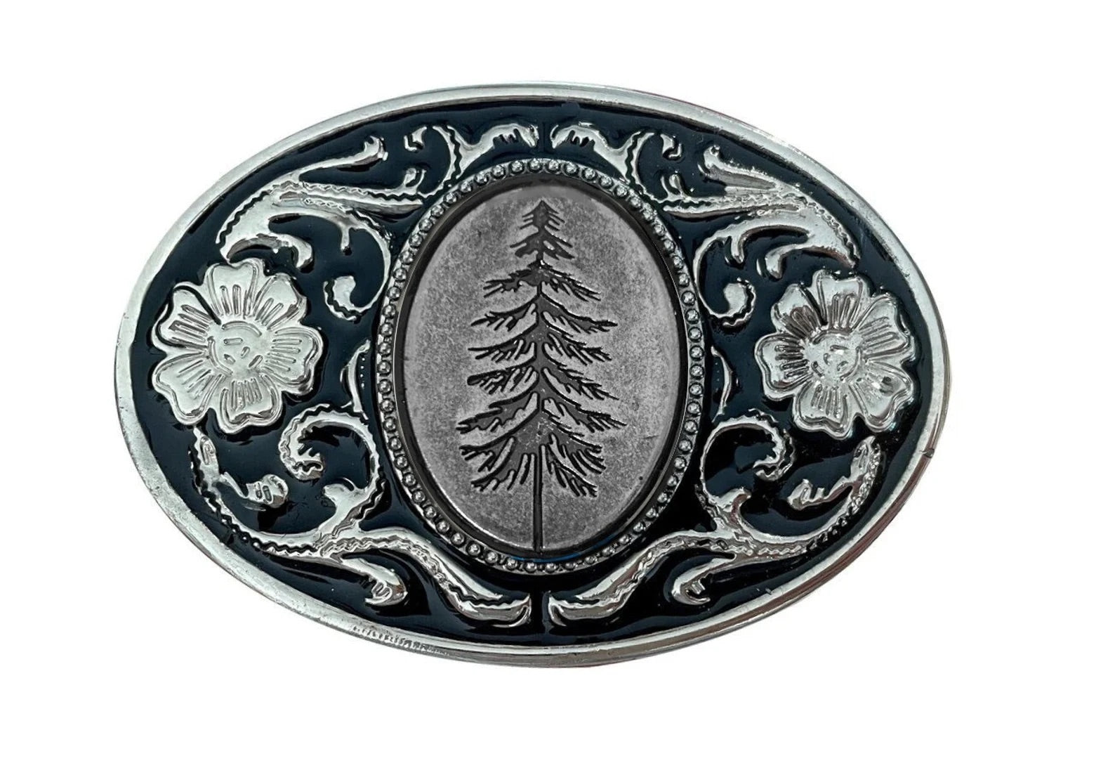 Pine Tree Belt Buckle - Silver