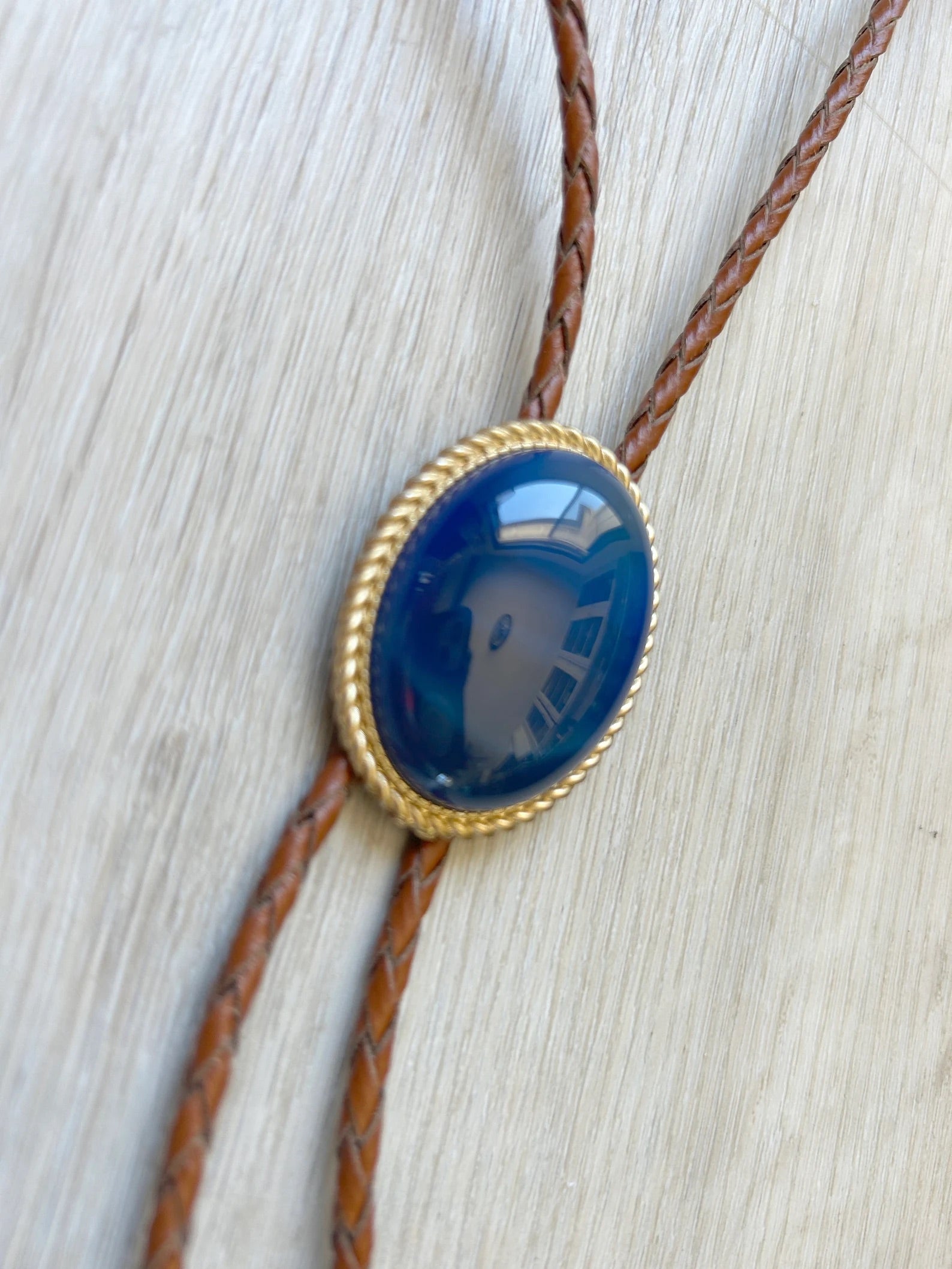 Southwestern Blue Agate Bolo Tie