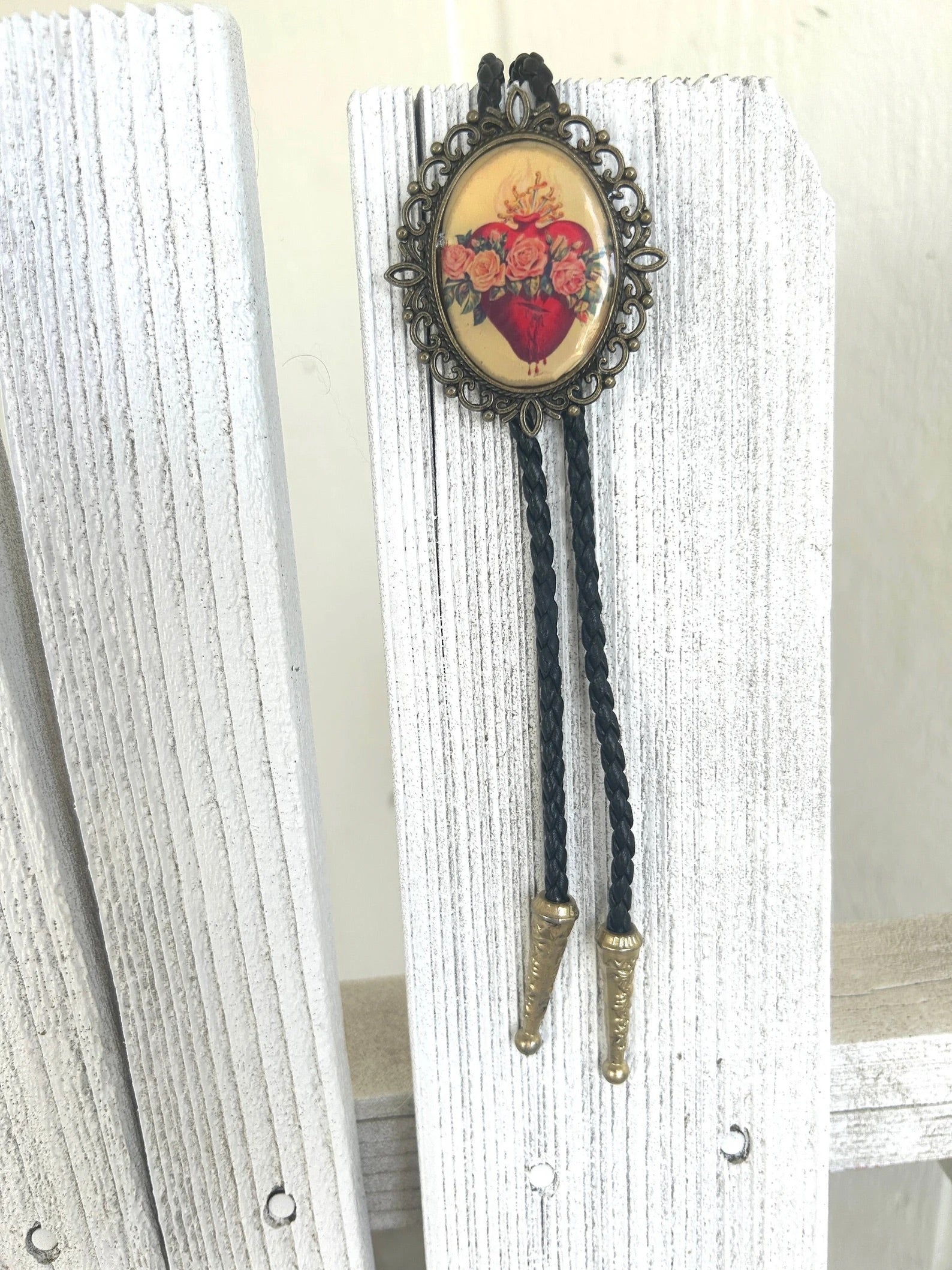 Sacred Heart Rose Bolo Tie