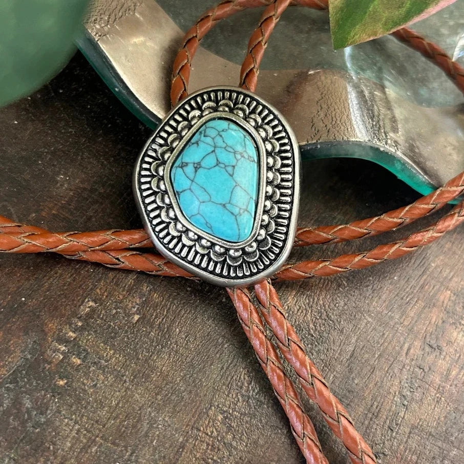 Asymmetrical Turquoise Bolo Tie