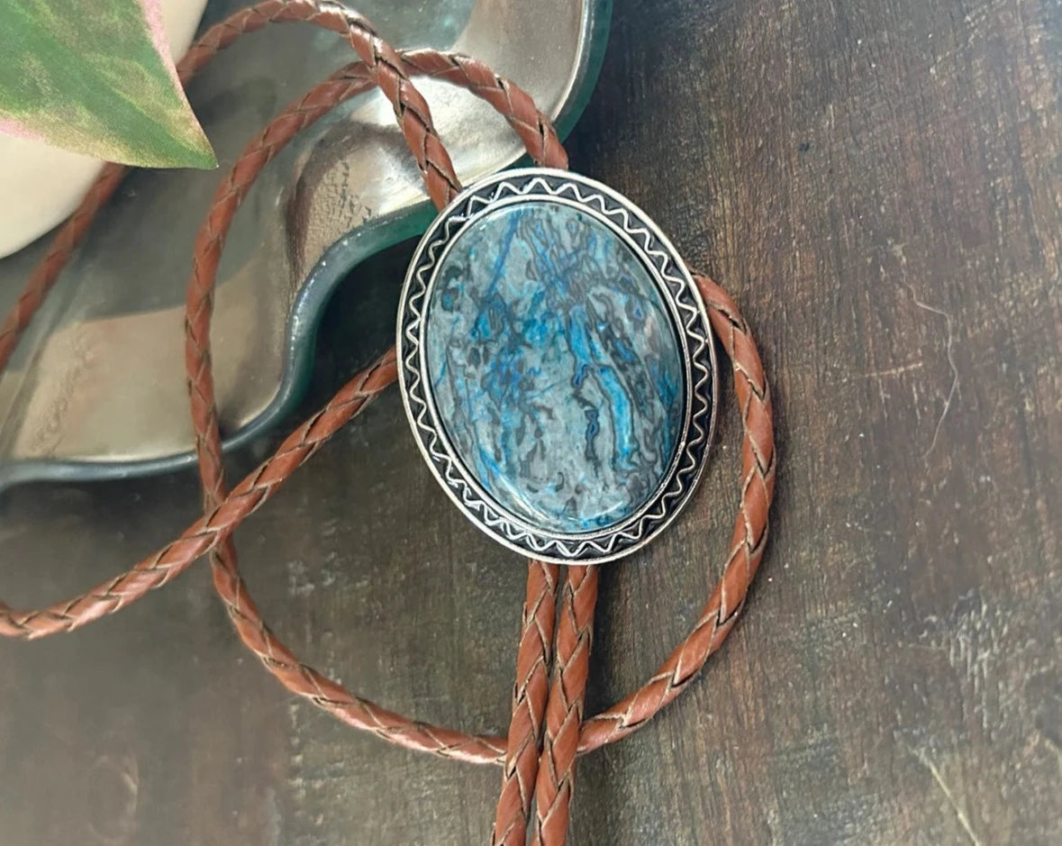 Blue Onyx Bolo Tie