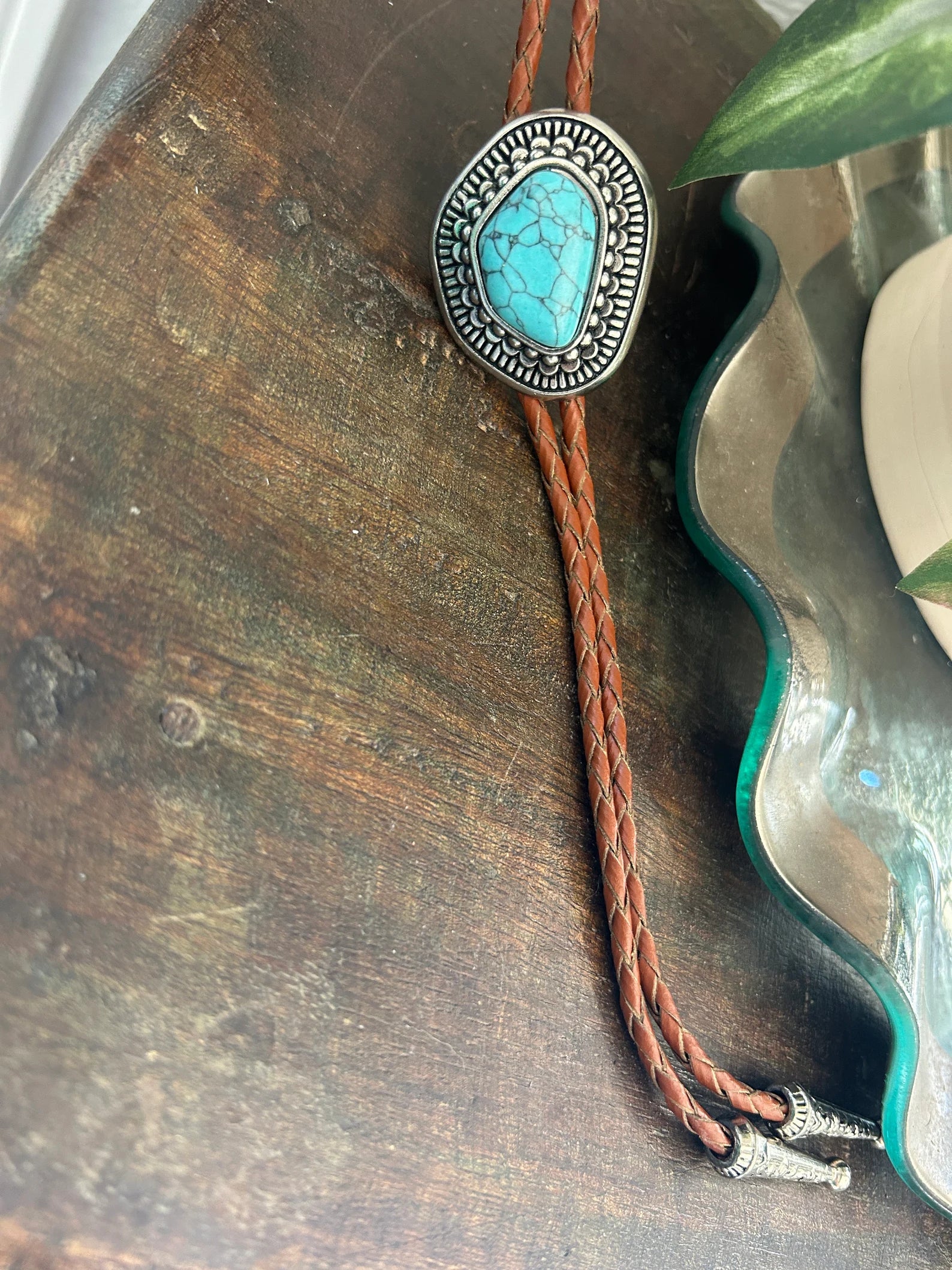 Asymmetrical Turquoise Bolo Tie