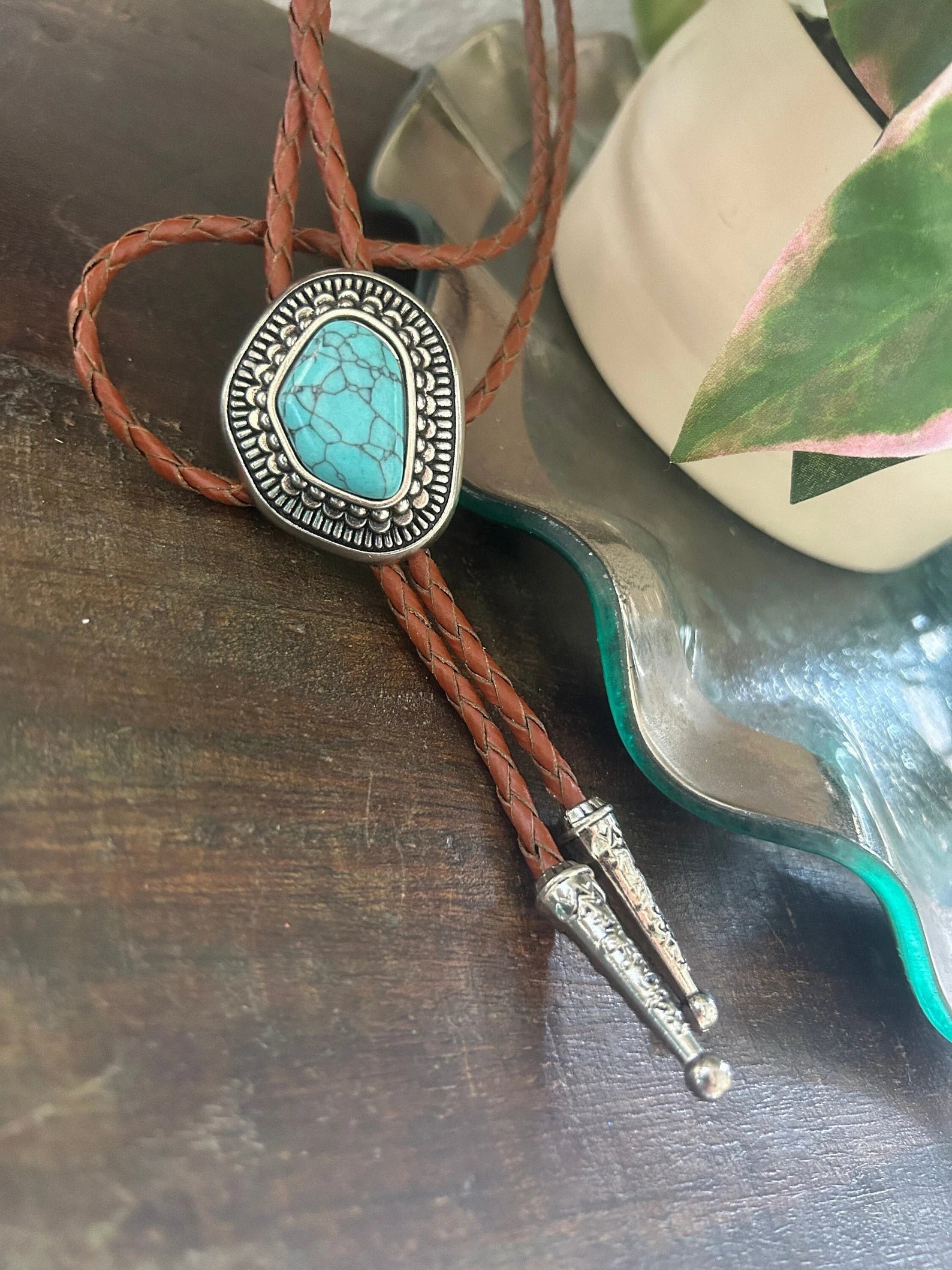 Asymmetrical Turquoise Bolo Tie