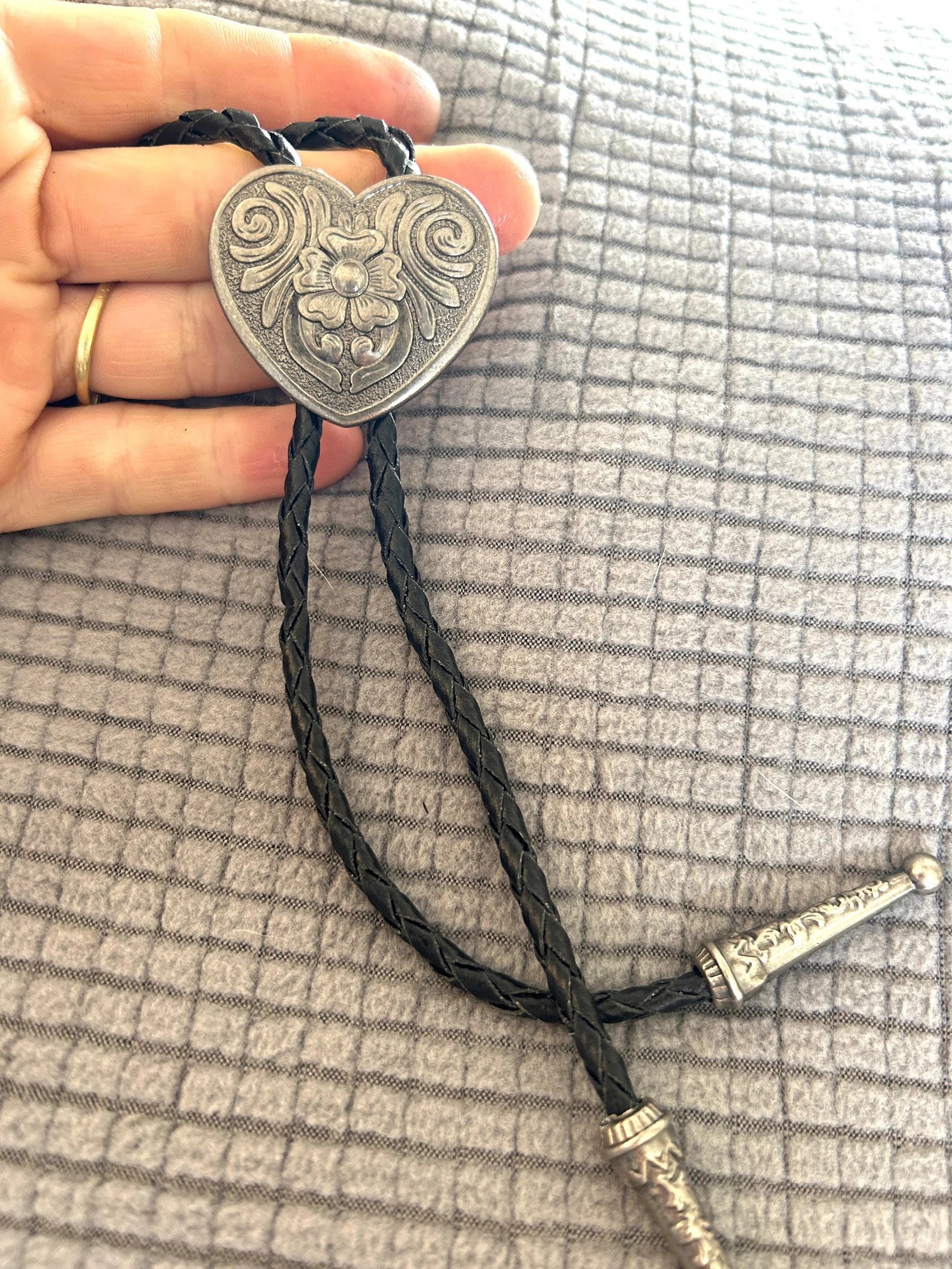 Silver Heart Bolo Tie