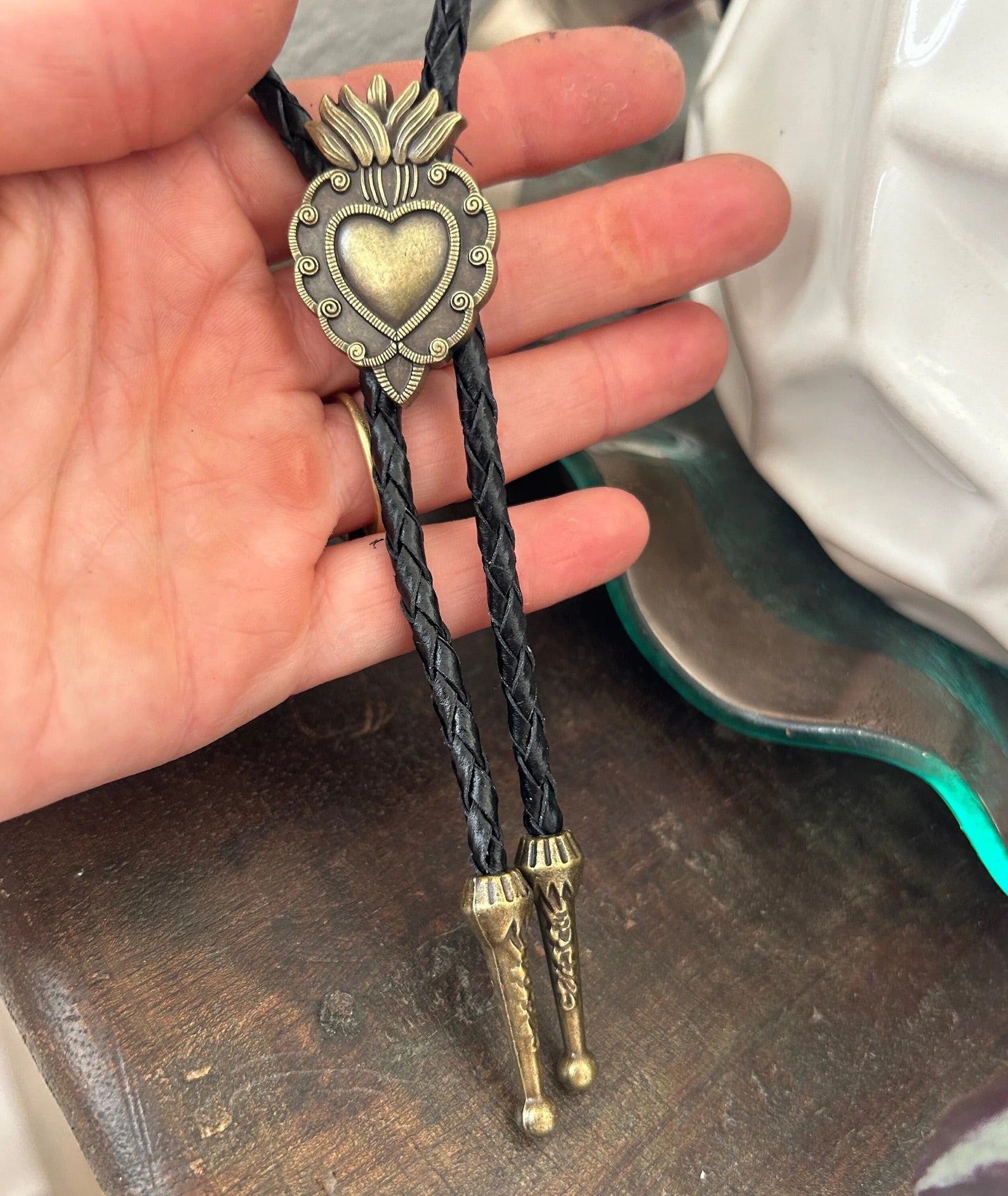 Sacred Heart Crown Gold Bolo Tie