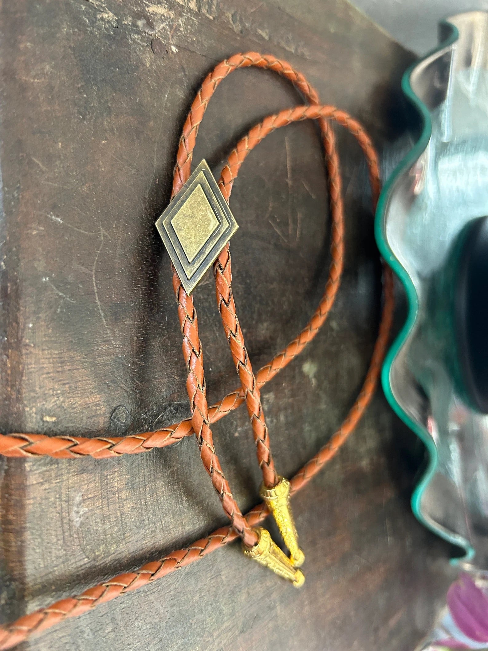 Brass Diamond Bolo Tie