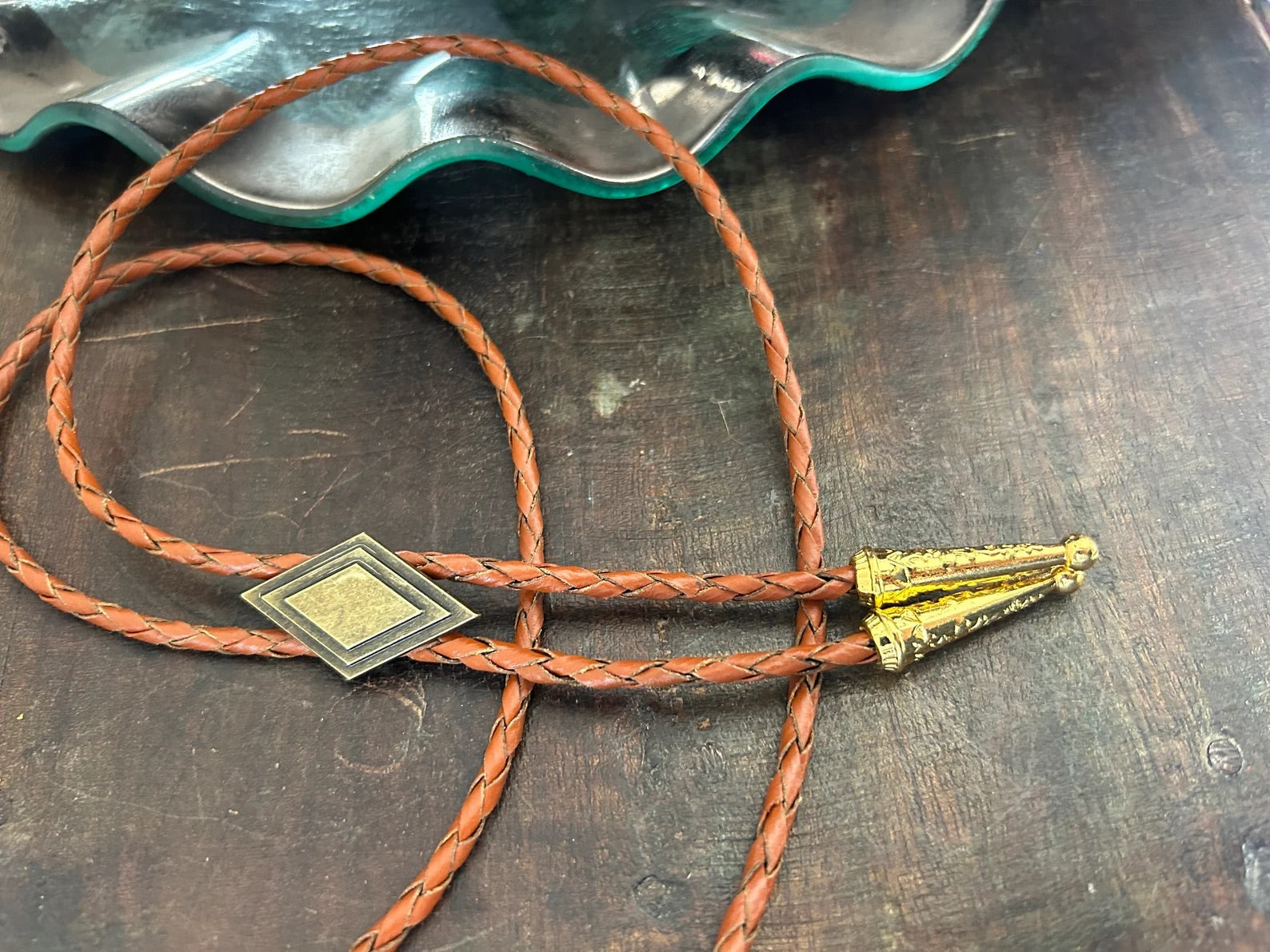 Brass Diamond Bolo Tie