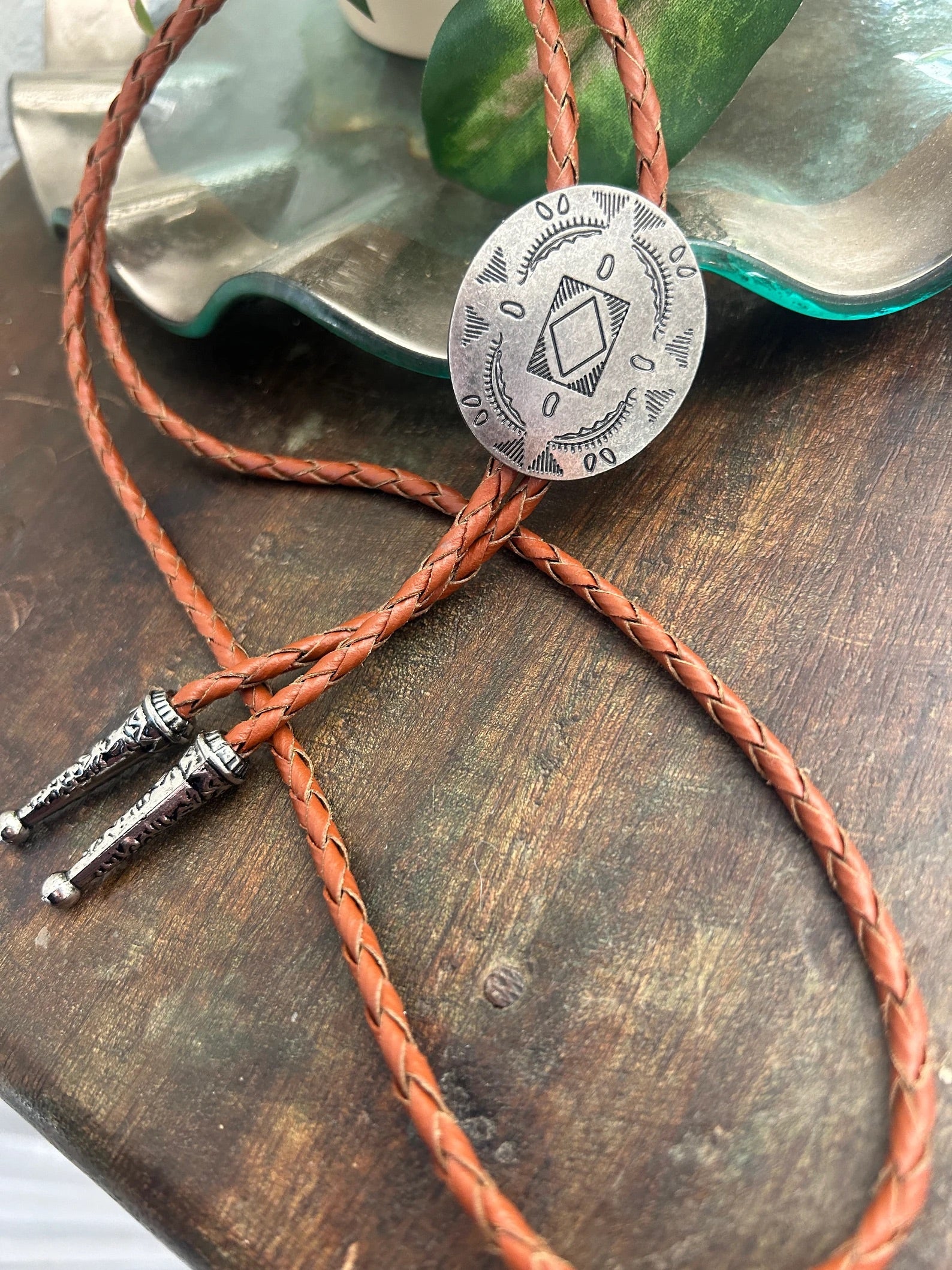 Southwestern Silver Concho Bolo Tie