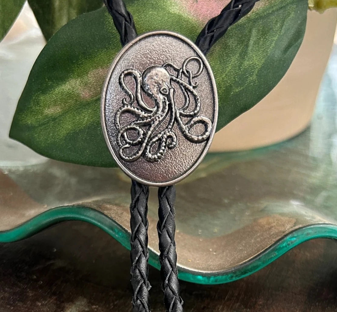 Silver Octopus Bolo Tie