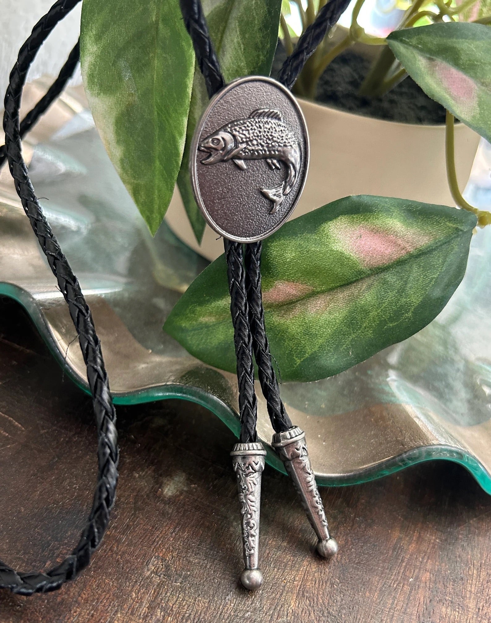 Fish Bolo Tie - on Black