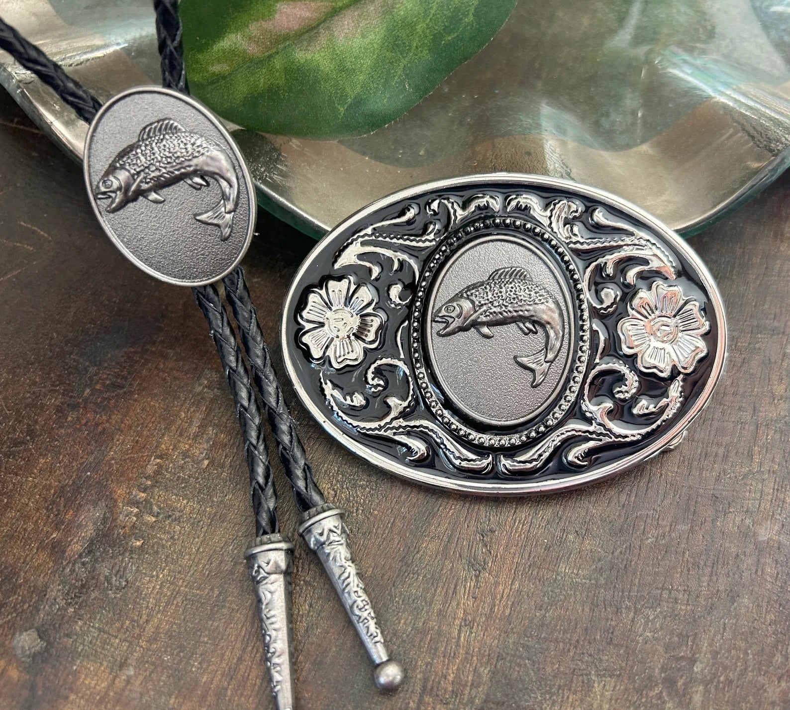 Fish Bolo Tie & Belt Buckle Set