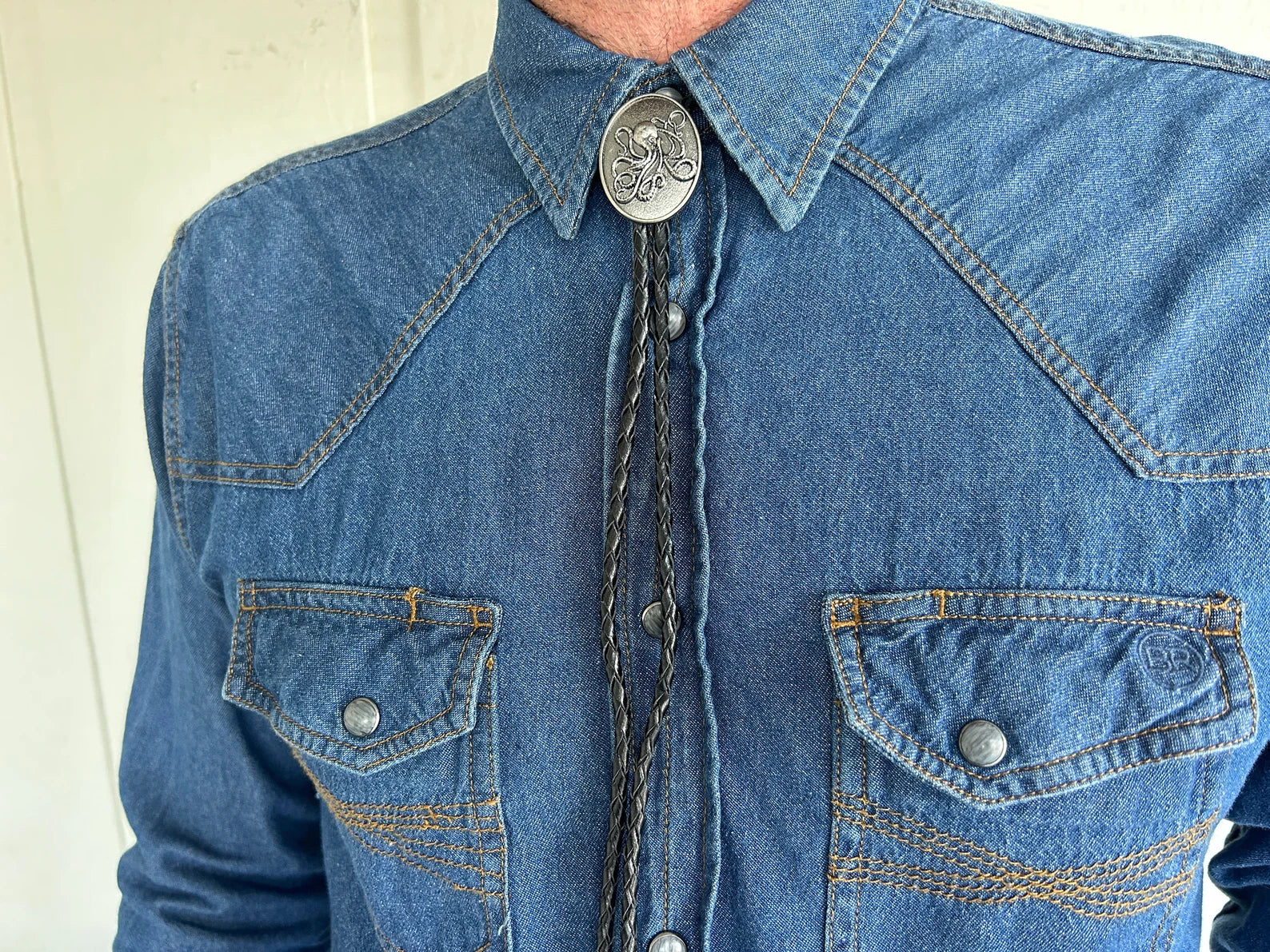 Silver Octopus Bolo Tie