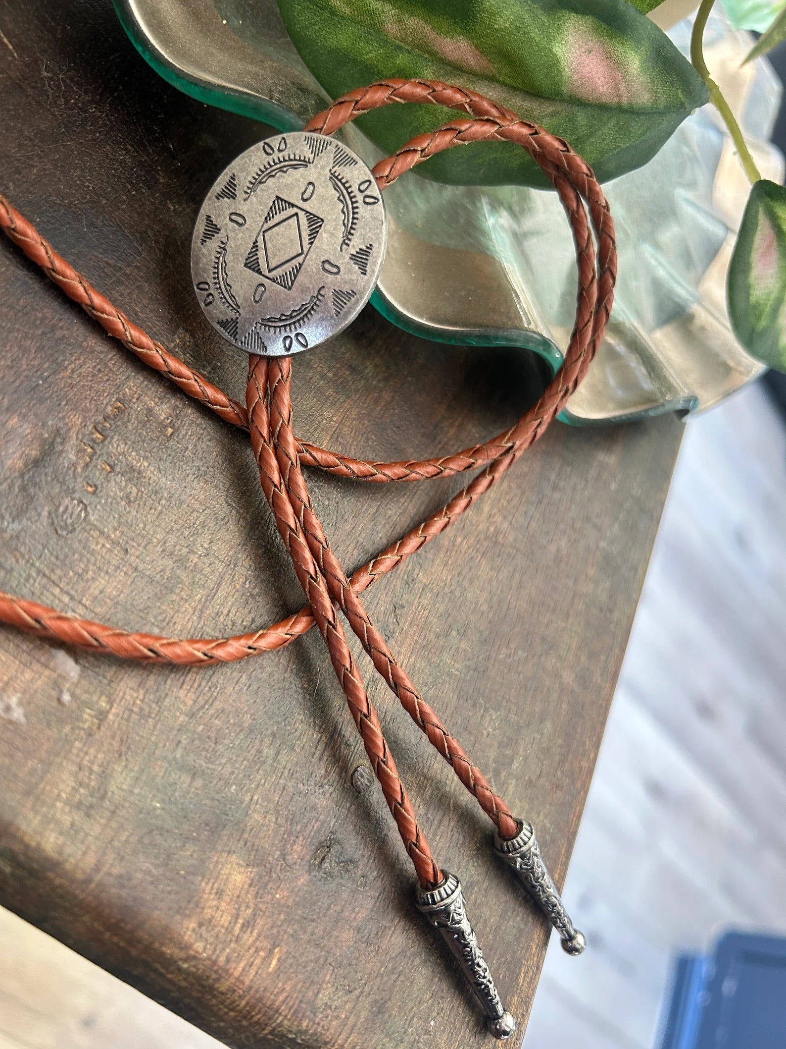 Southwestern Silver Concho Bolo Tie