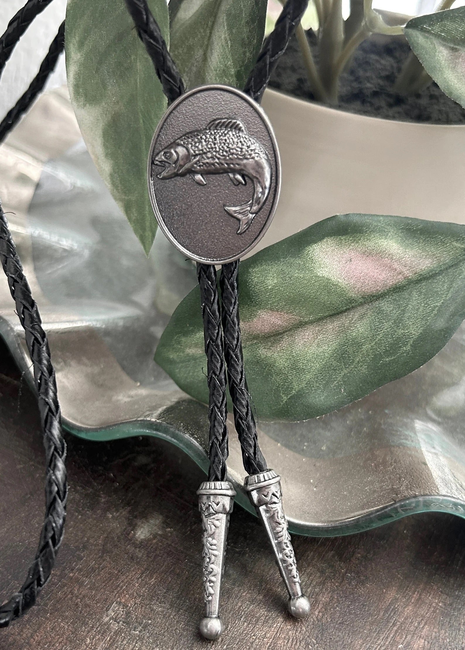 Fish Bolo Tie - on Black