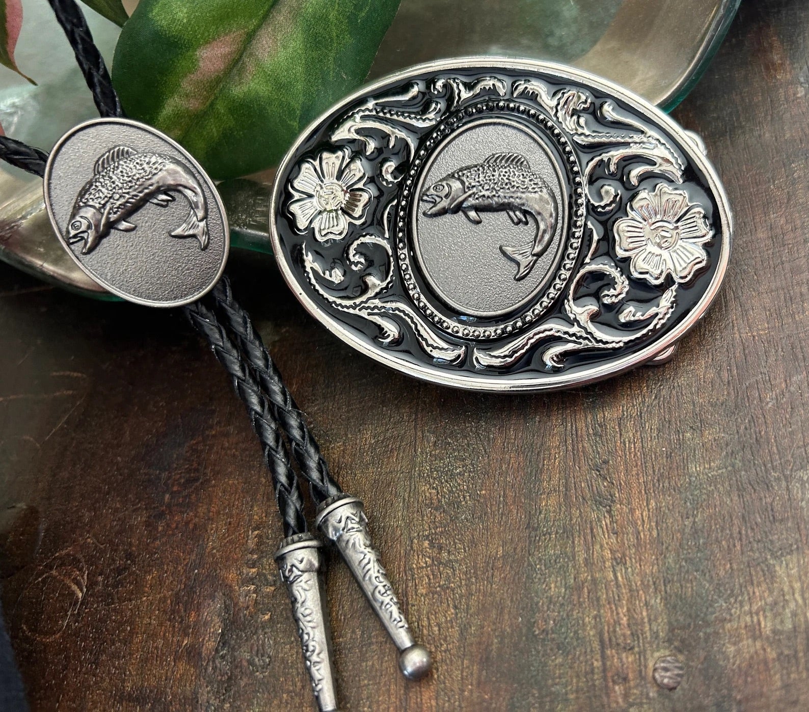 Fish Bolo Tie & Belt Buckle Set