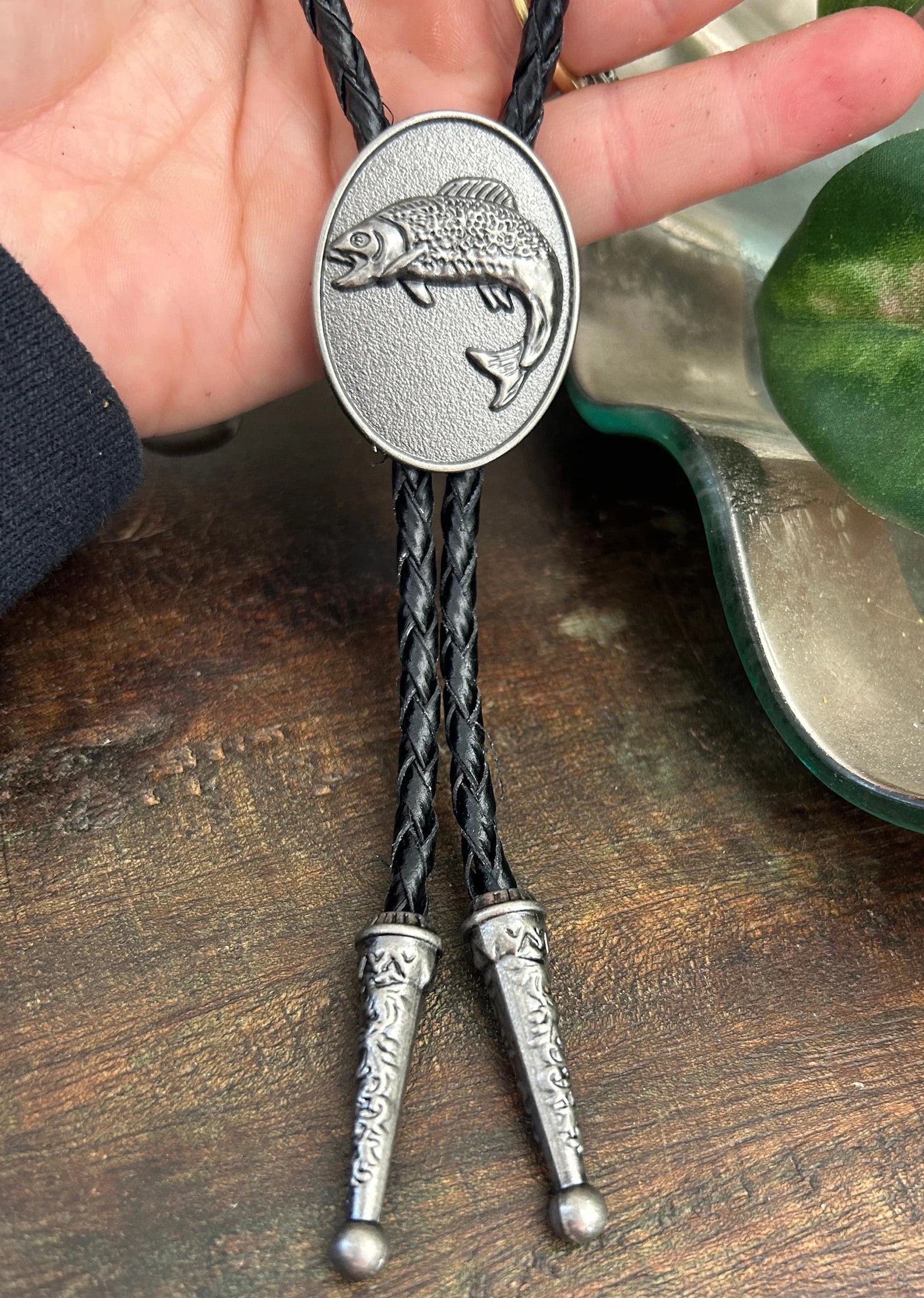 Fish Bolo Tie - on Black