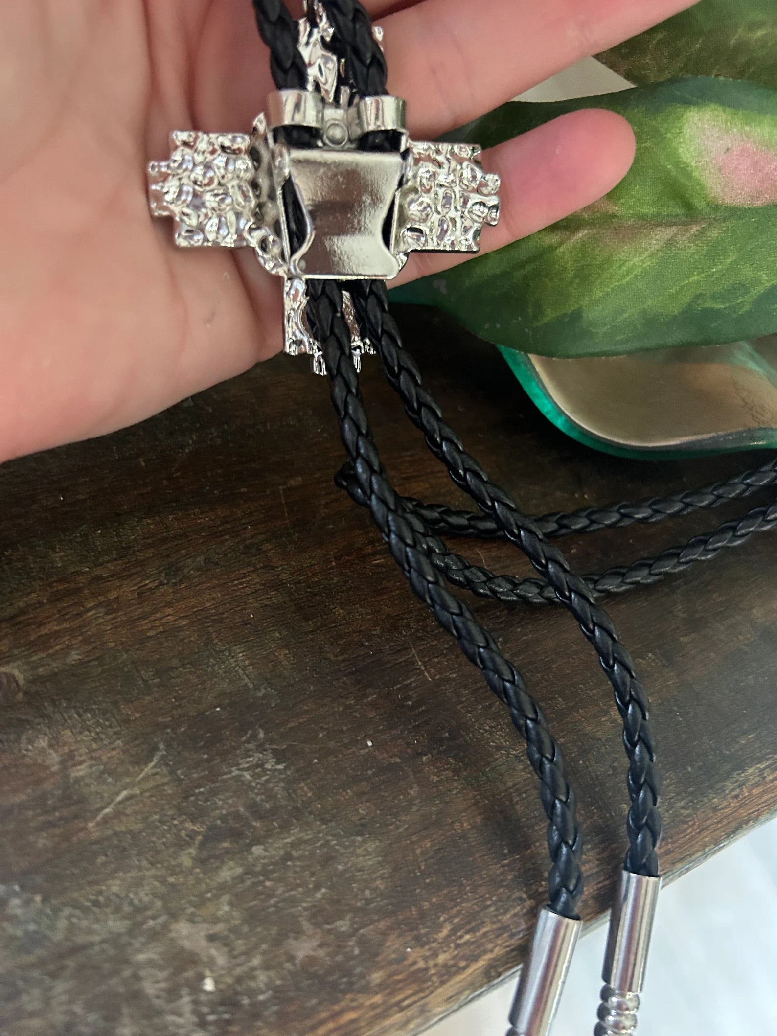 Southwestern White Cross Bolo Tie