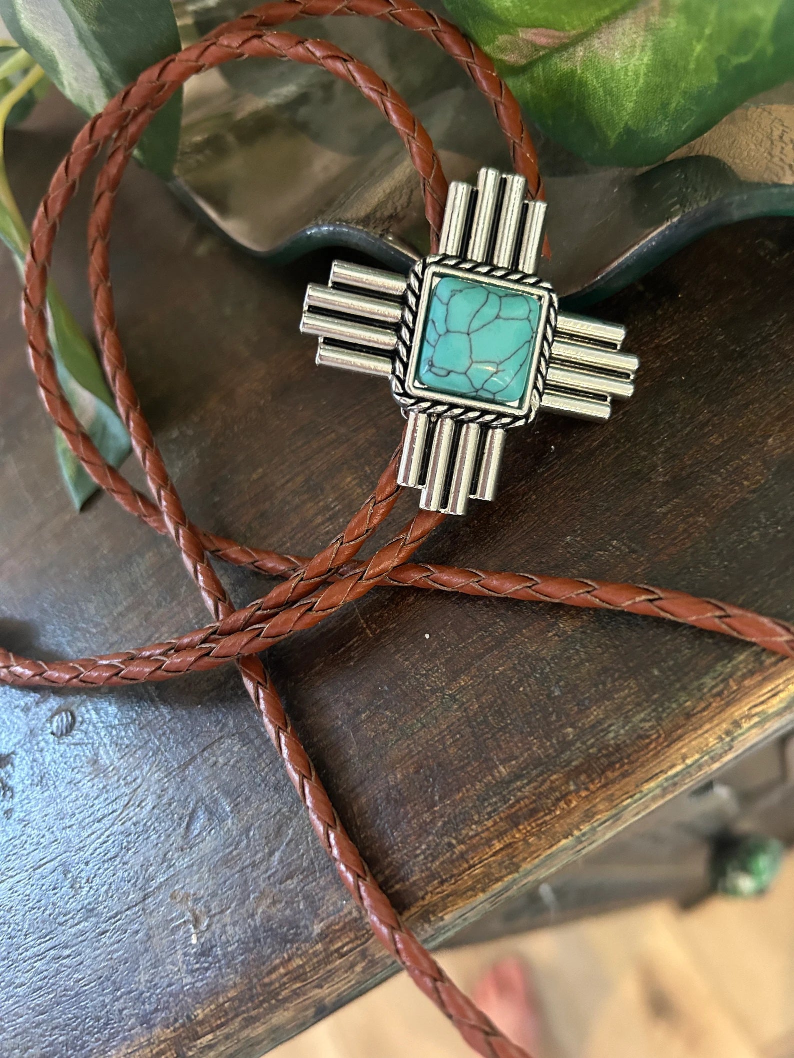 Turquoise Cross Bolo Tie