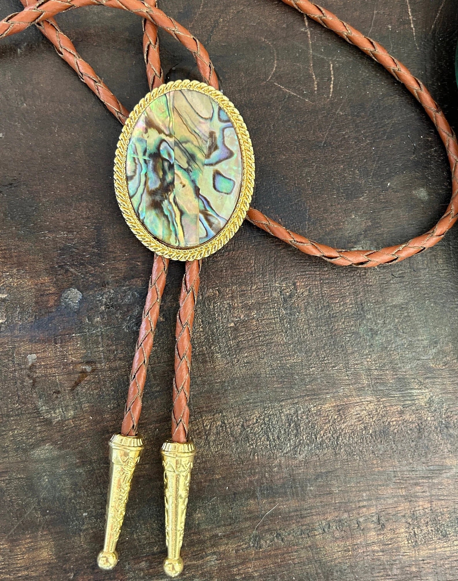 Abalone Shell Bolo Tie - Gold