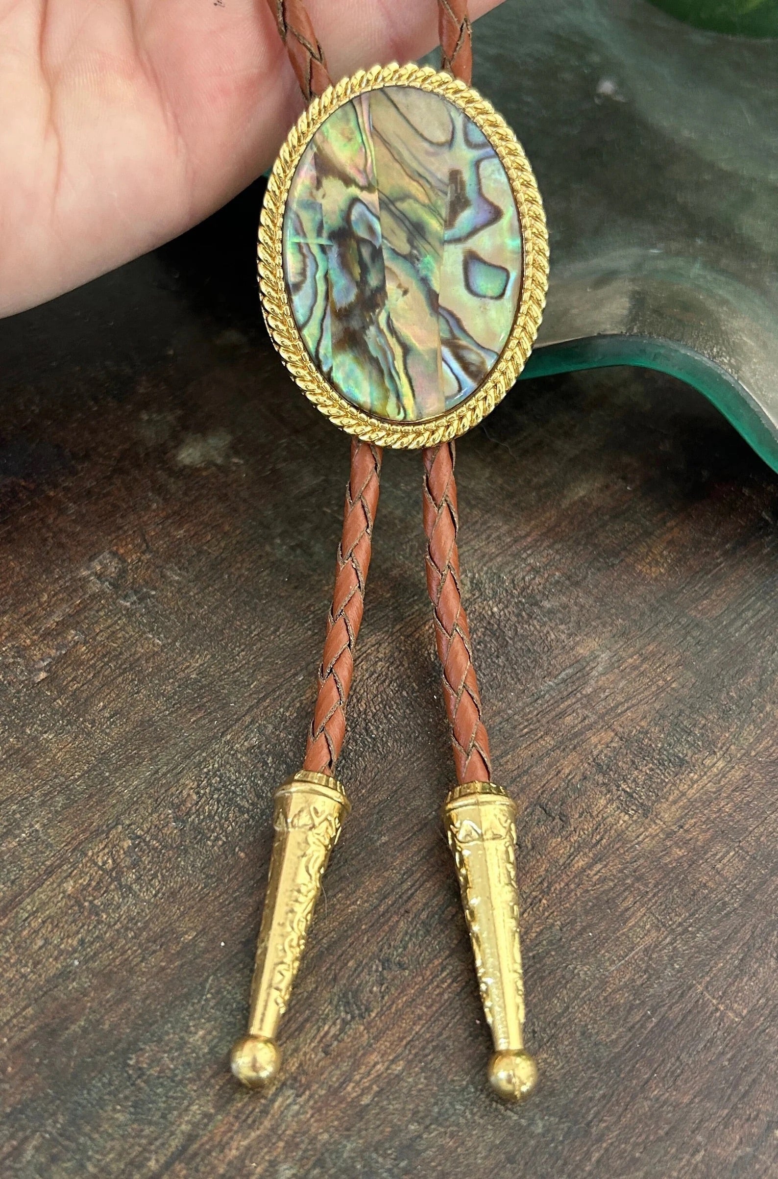 Abalone Shell Bolo Tie - Gold