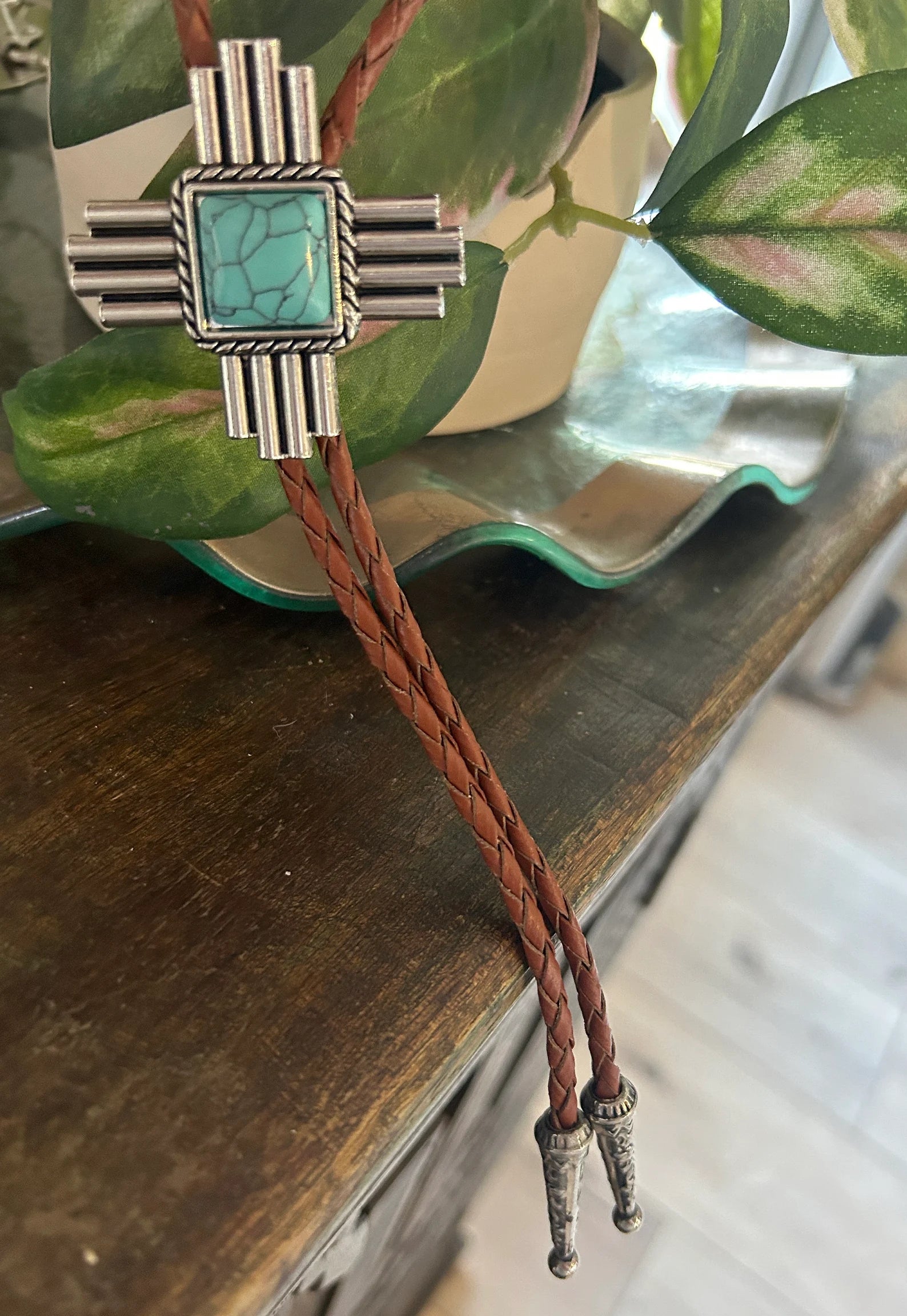 Turquoise Cross Bolo Tie