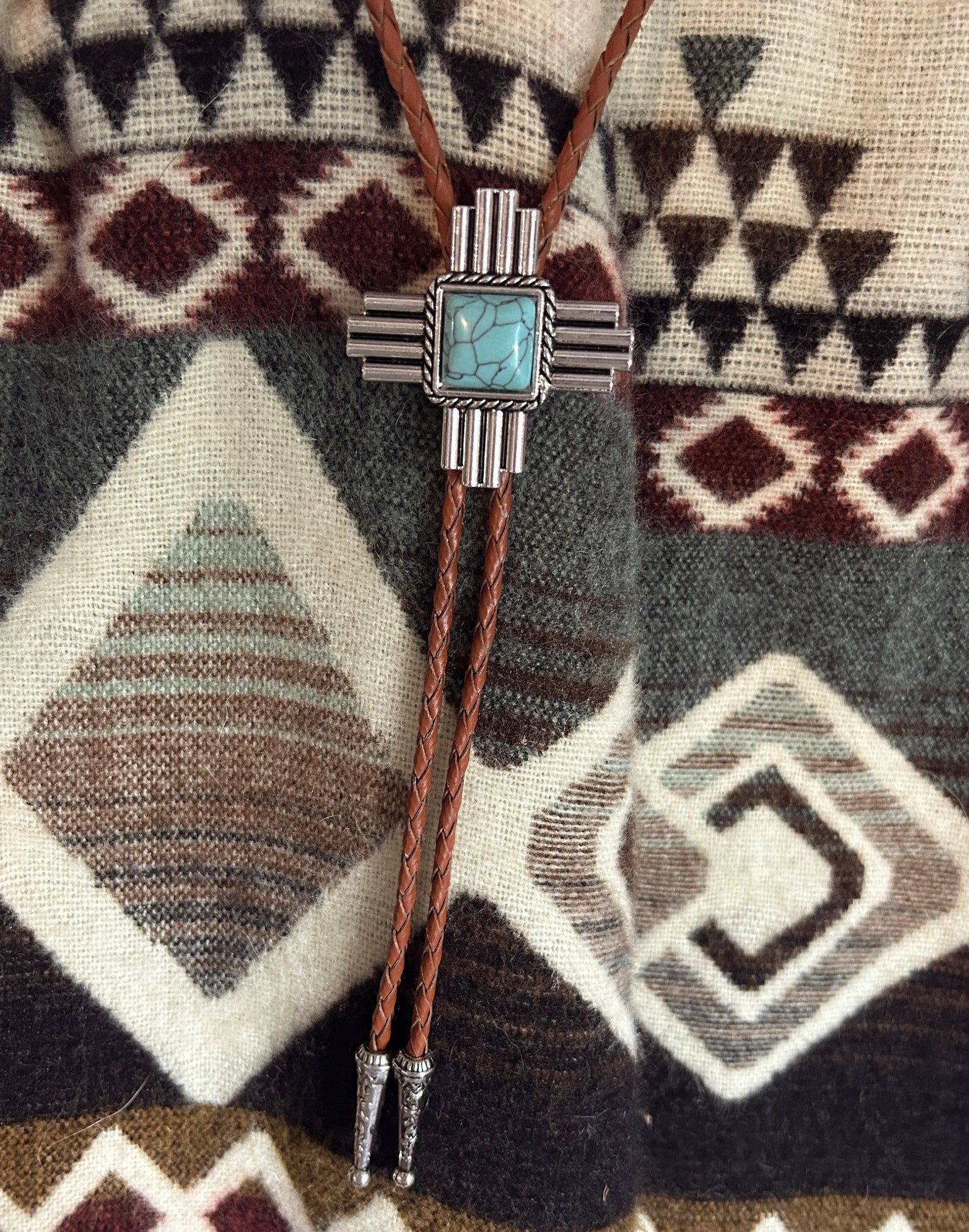 Turquoise Cross Bolo Tie