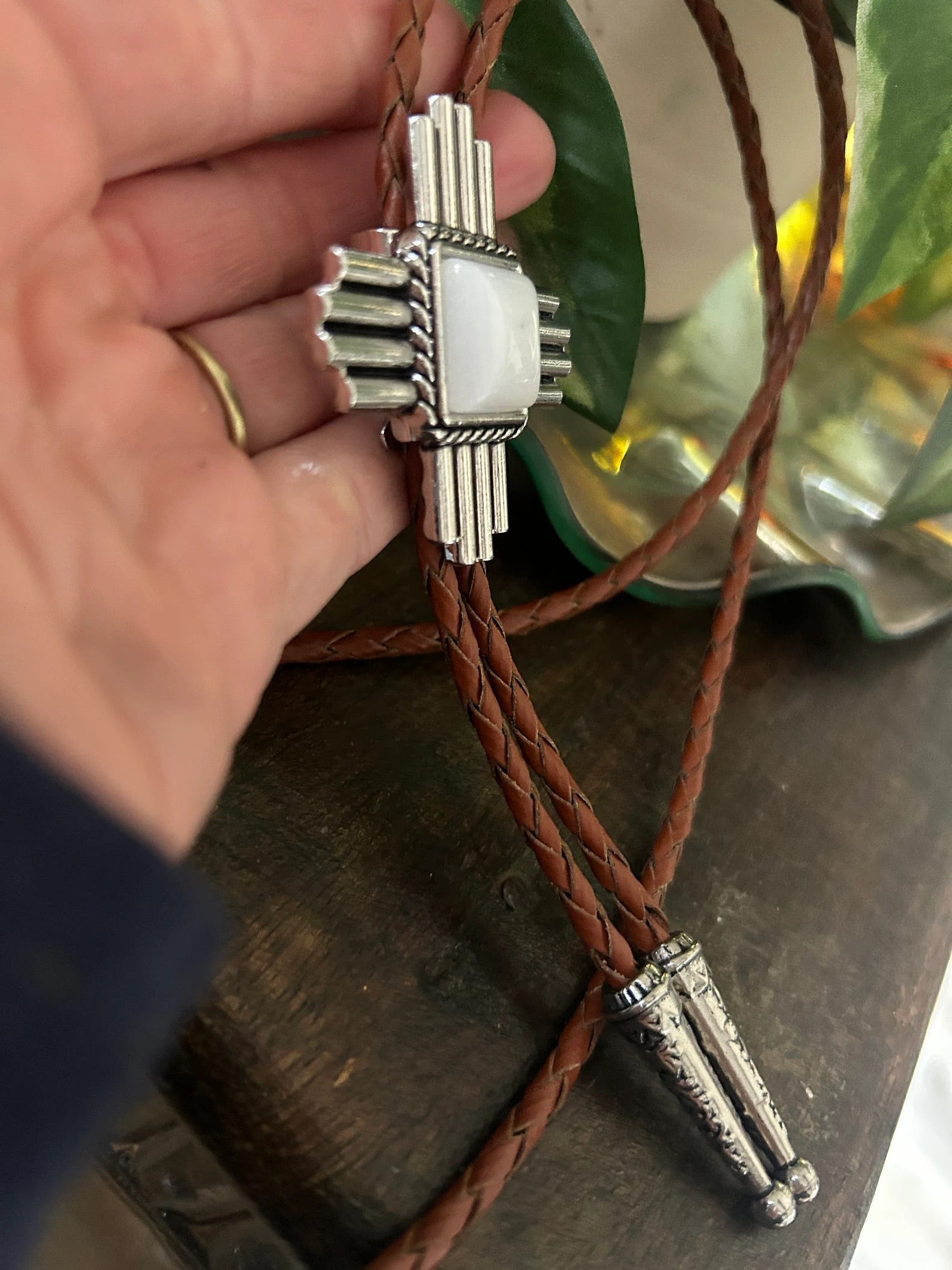 Southwestern White Cross Bolo Tie