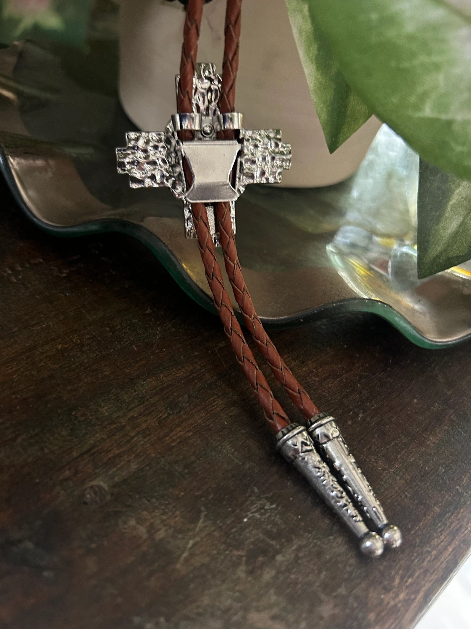 Southwestern White Cross Bolo Tie