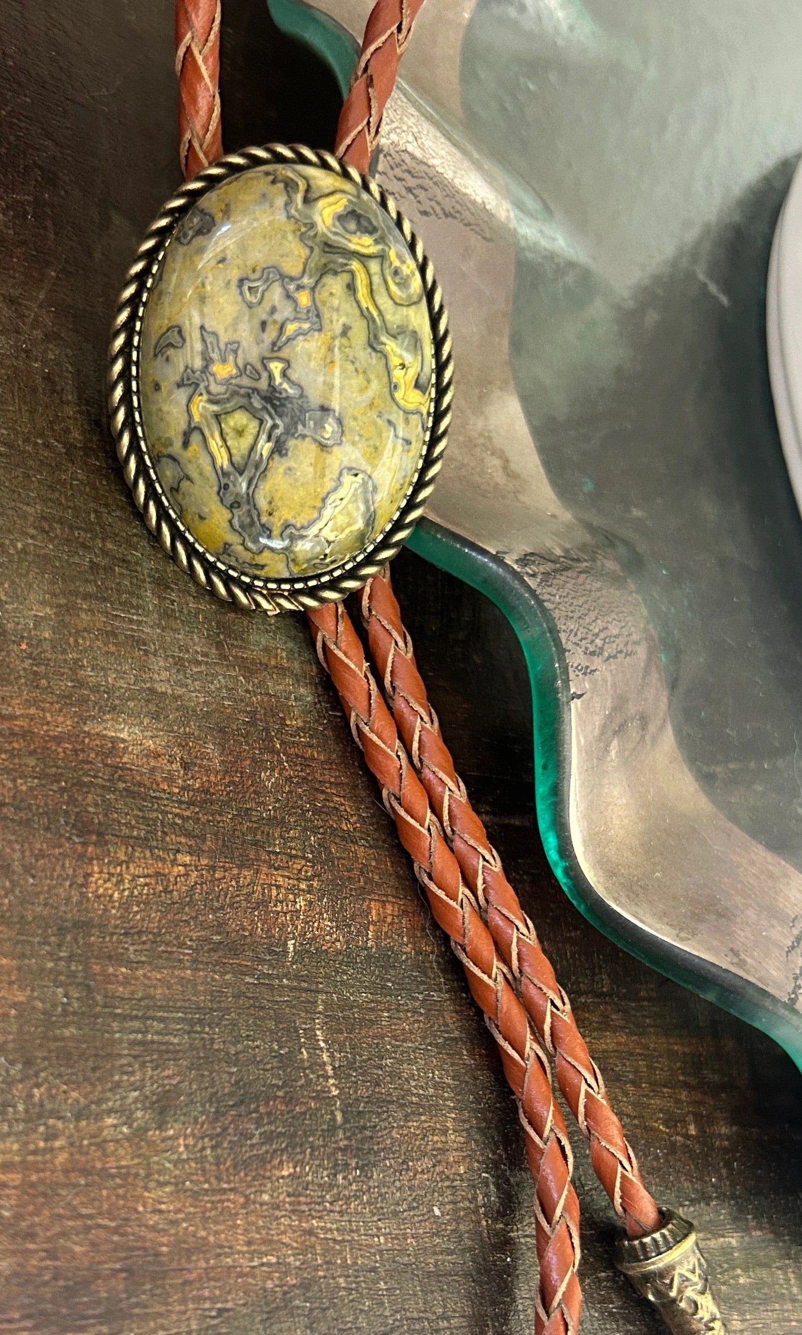 Green Jasper Bolo Tie