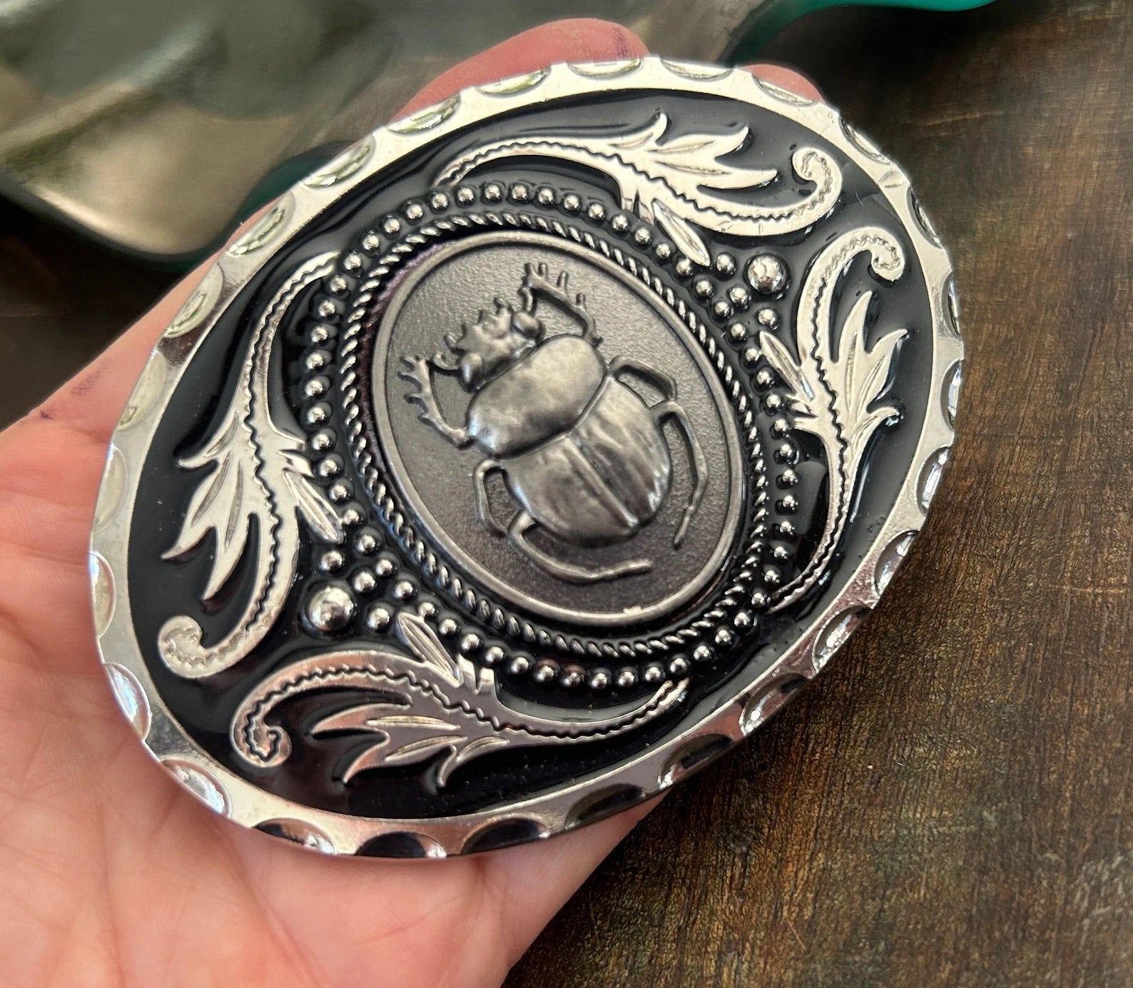 Inlaid Beetle Belt Buckle