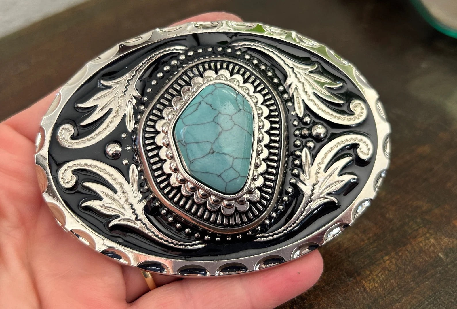 Asymmetrical Turquoise Belt Buckle