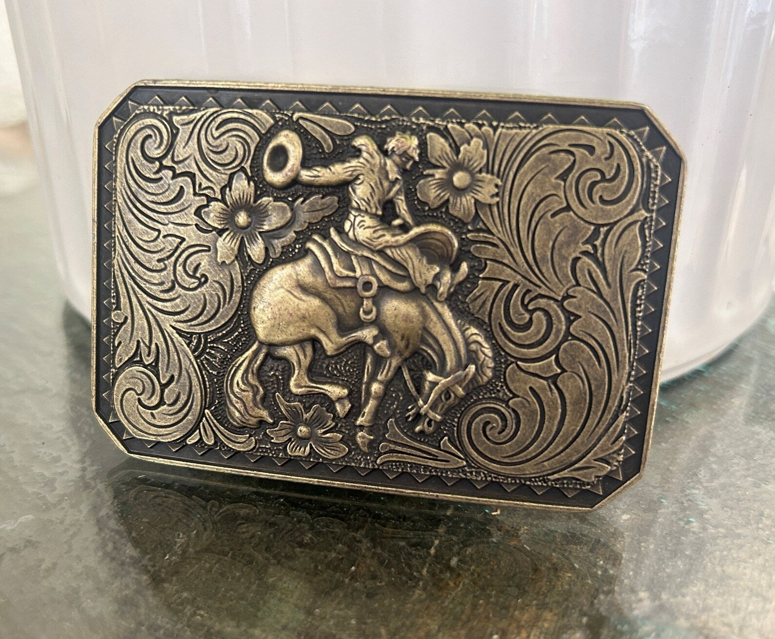 Brass Bronco Belt Buckle