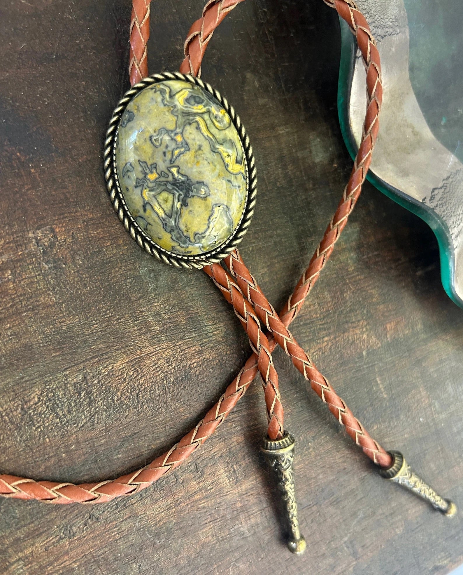 Green Jasper Bolo Tie