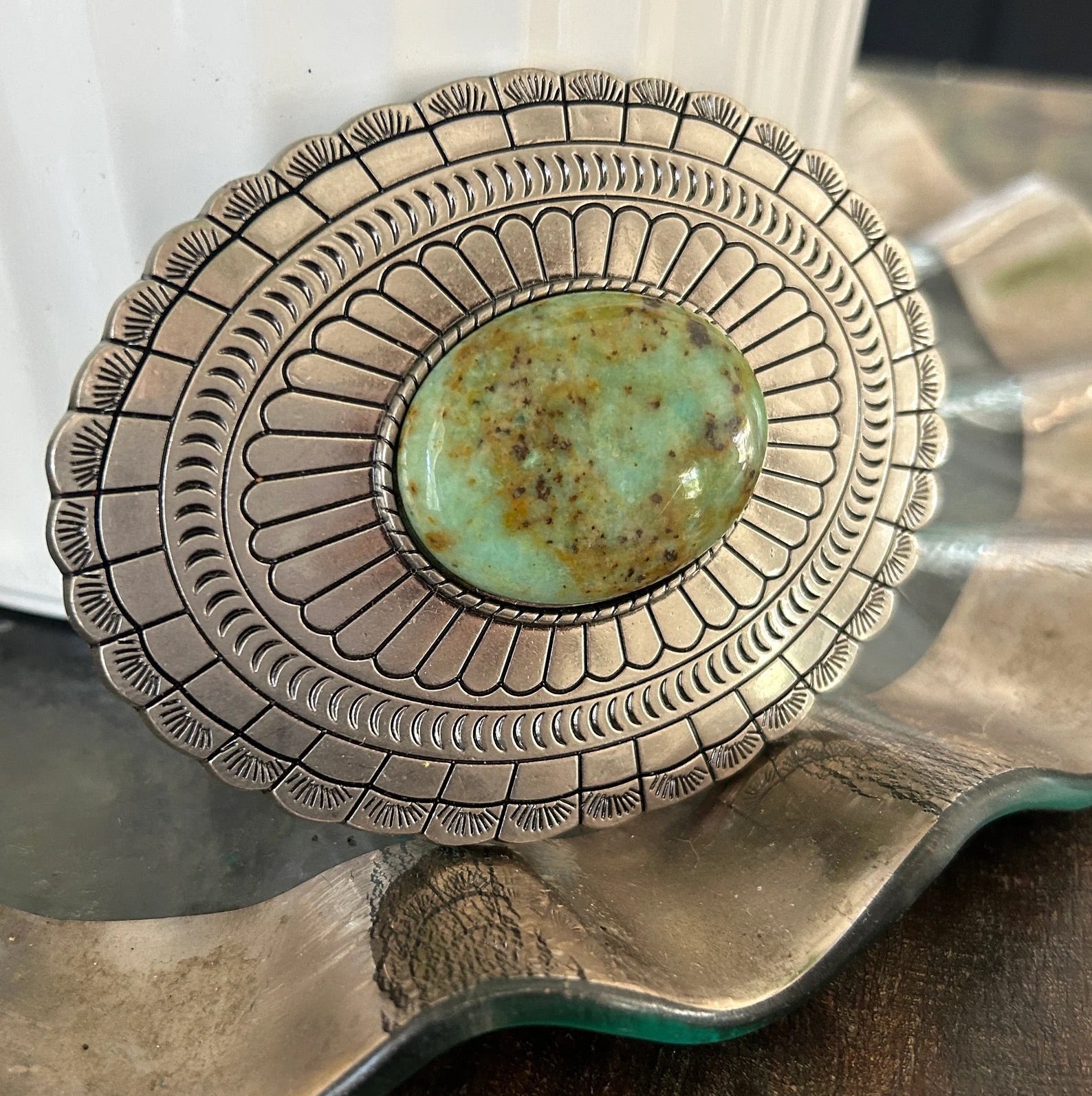 Large Teal Stone Belt Buckle (One of a Kind)