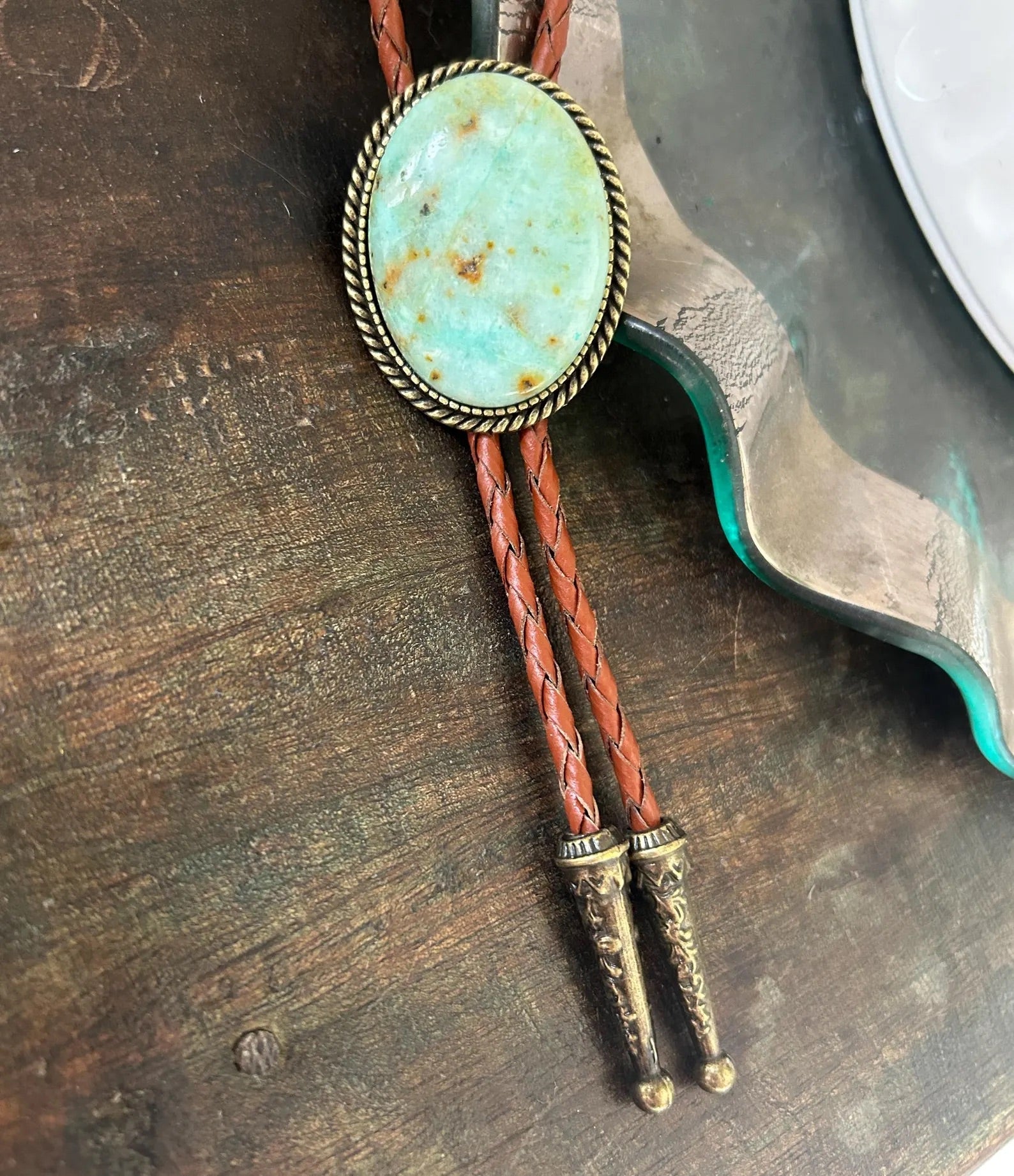 Southwestern Turquoise Flecked Bolo Tie