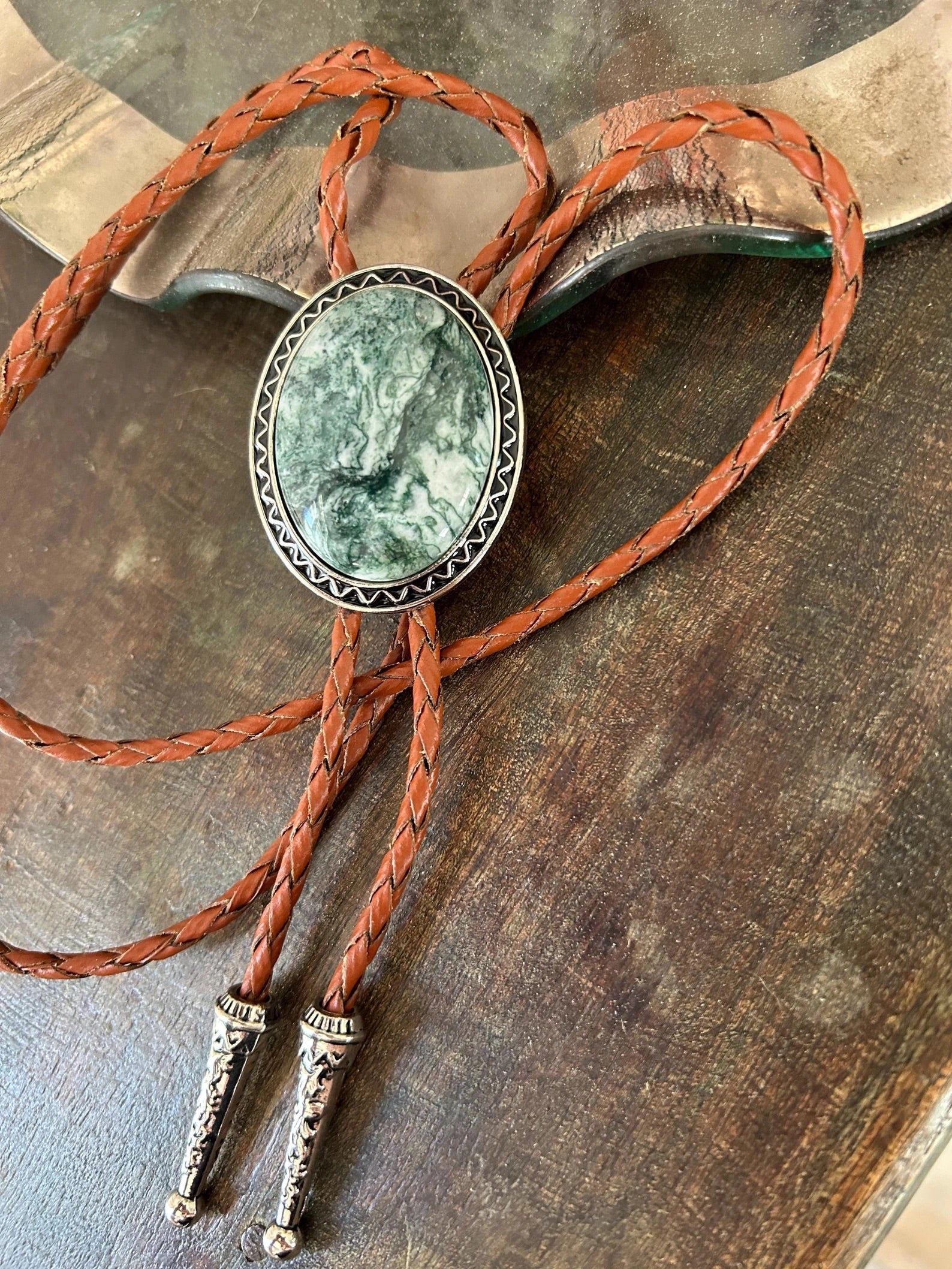 Sage Green Stone Bolo Tie