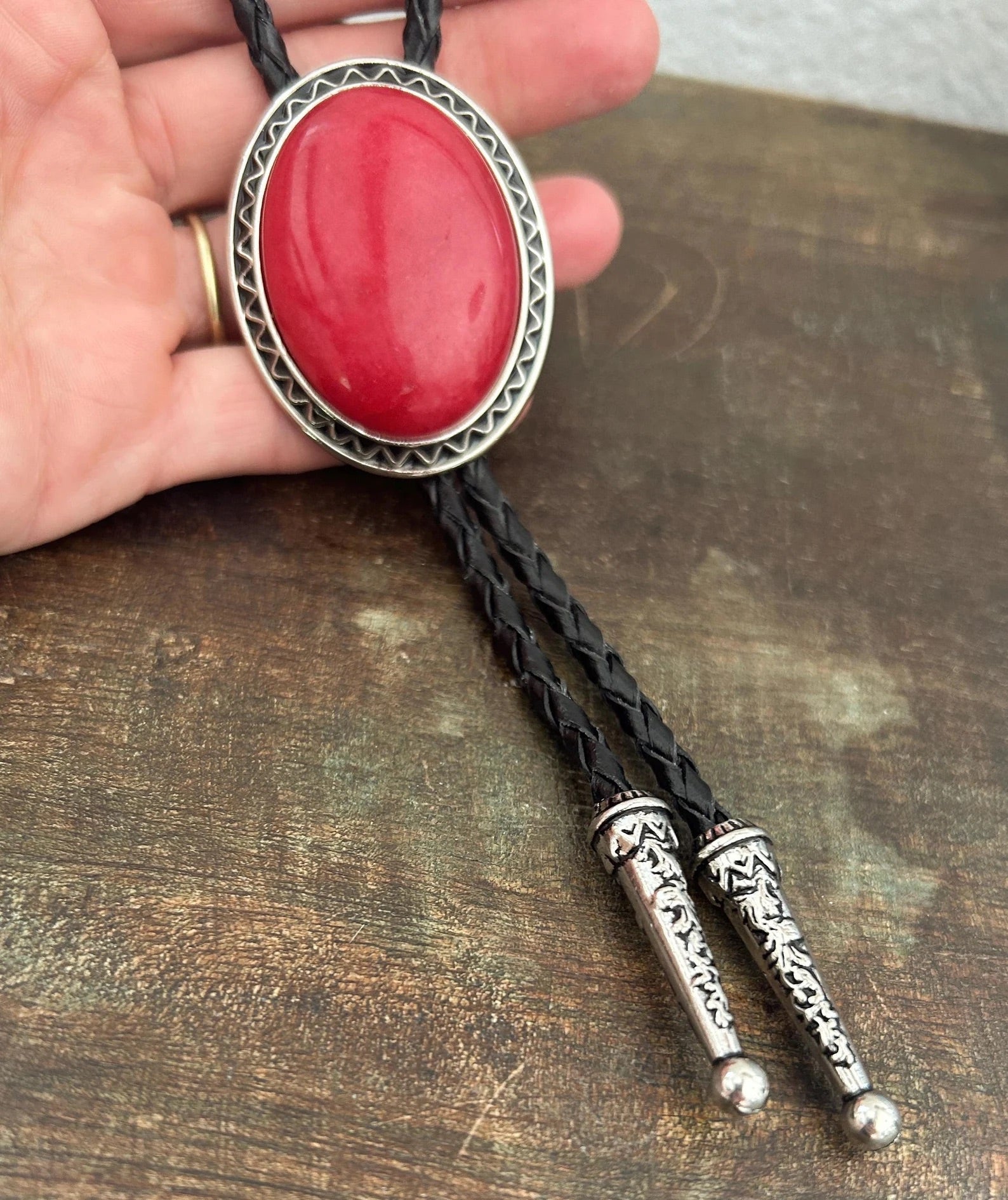 Red Stone Bolo Tie