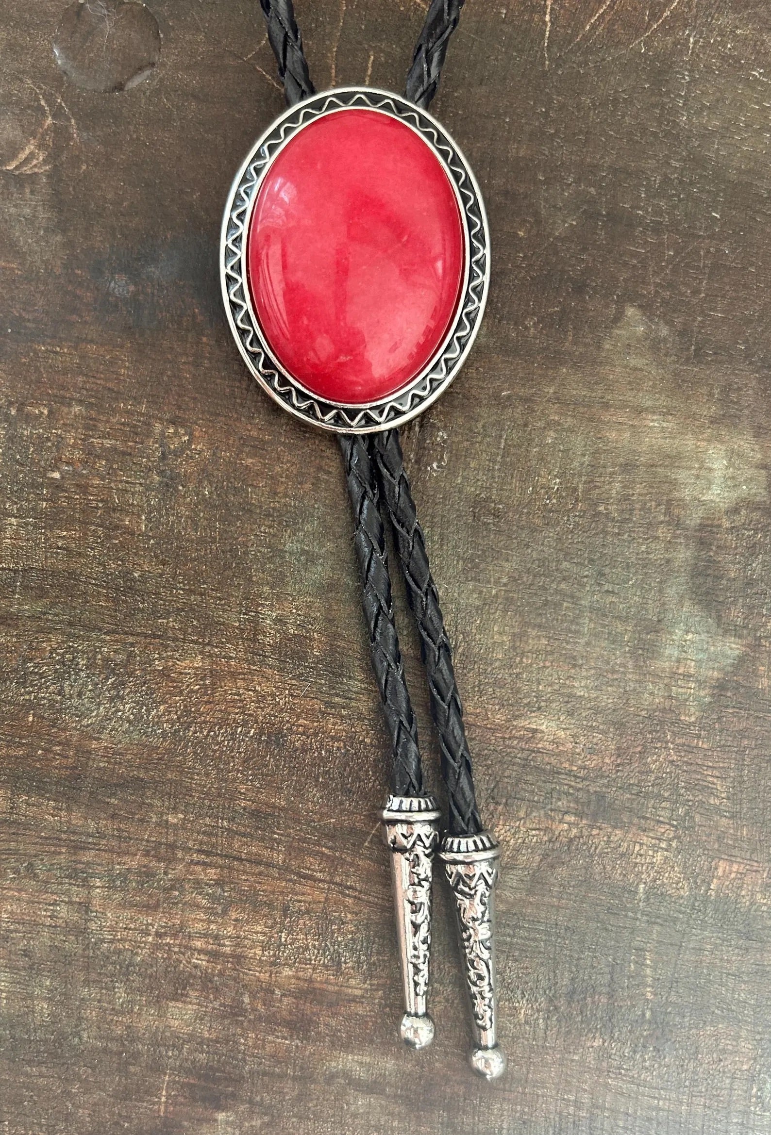 Red Stone Bolo Tie