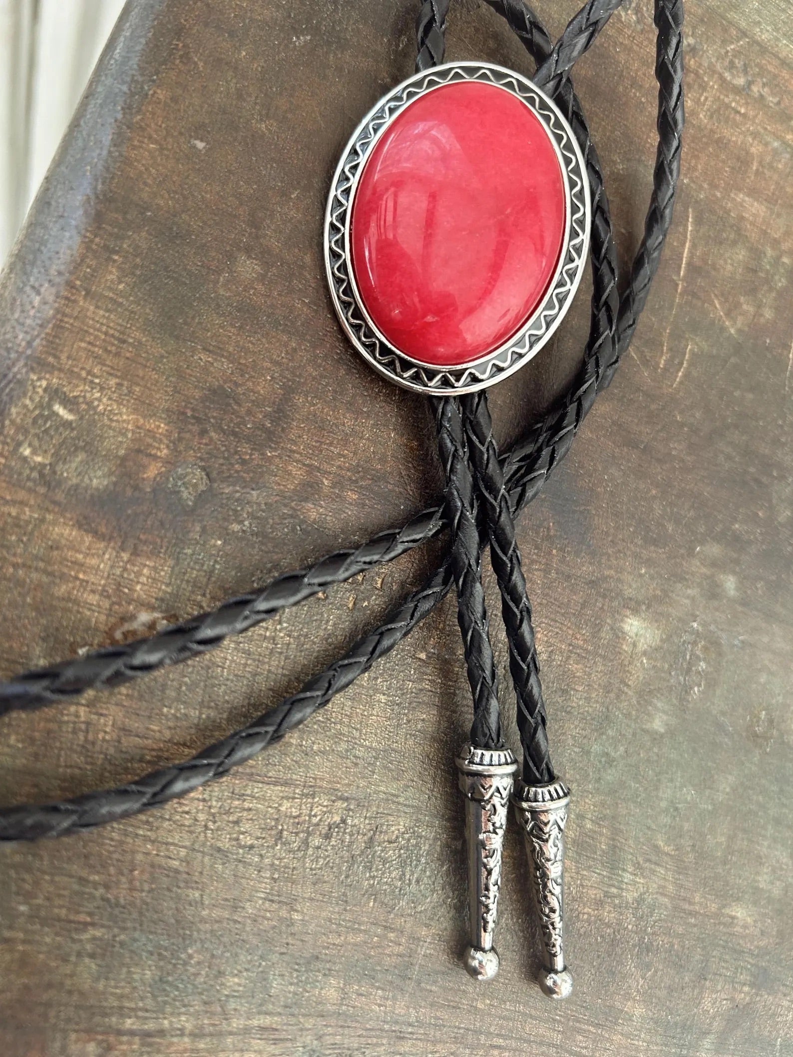 Red Stone Bolo Tie