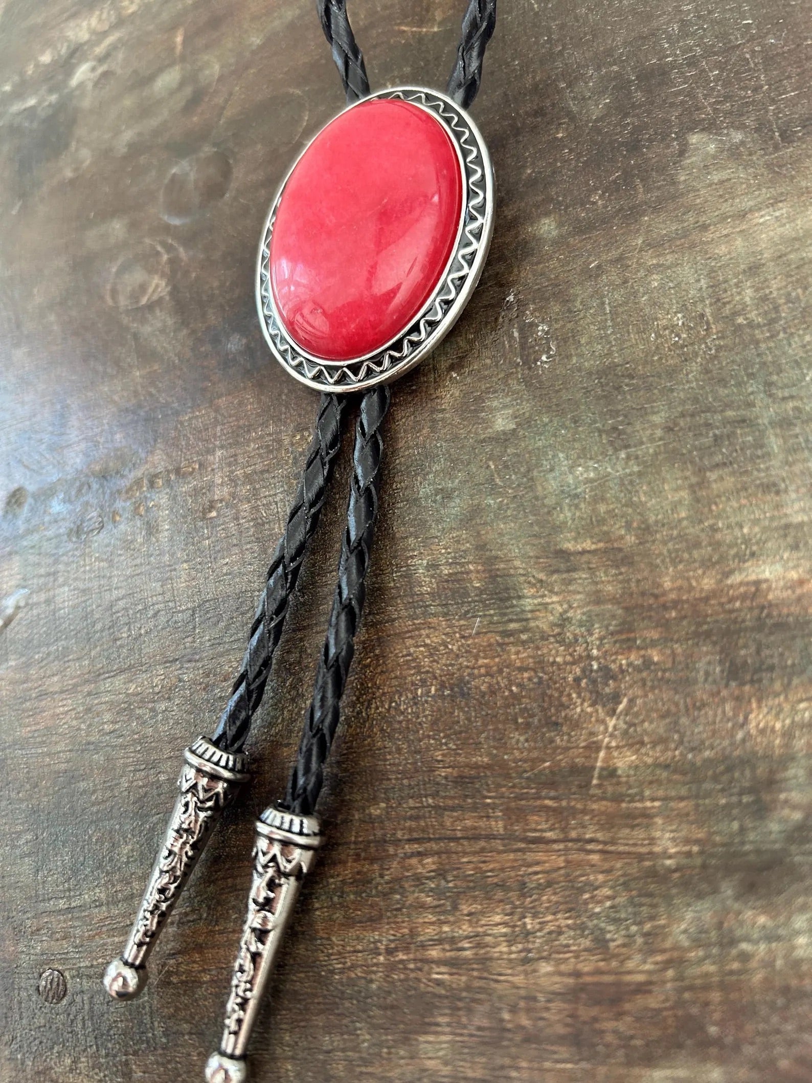 Red Stone Bolo Tie