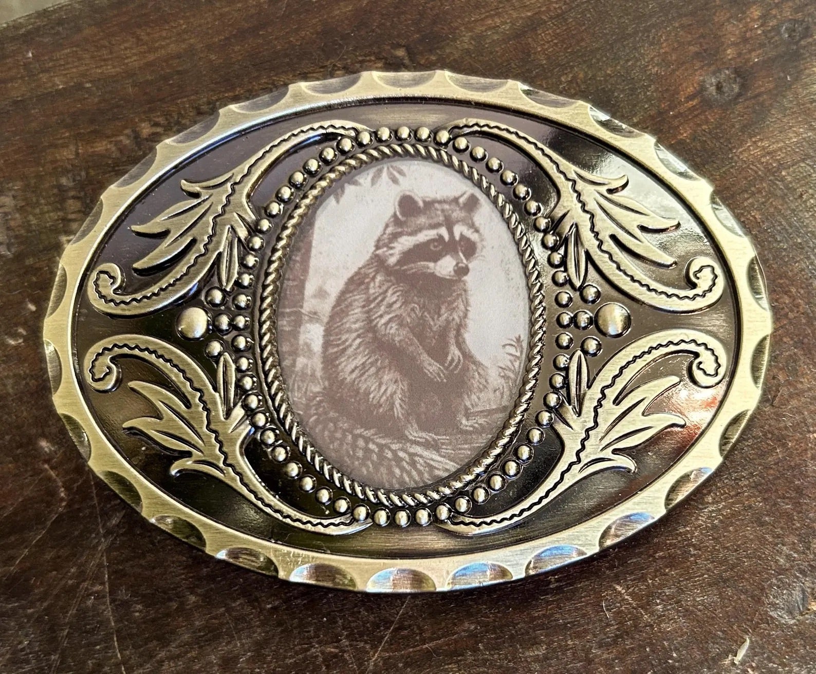 Raccoon Belt Buckle Antique Gold