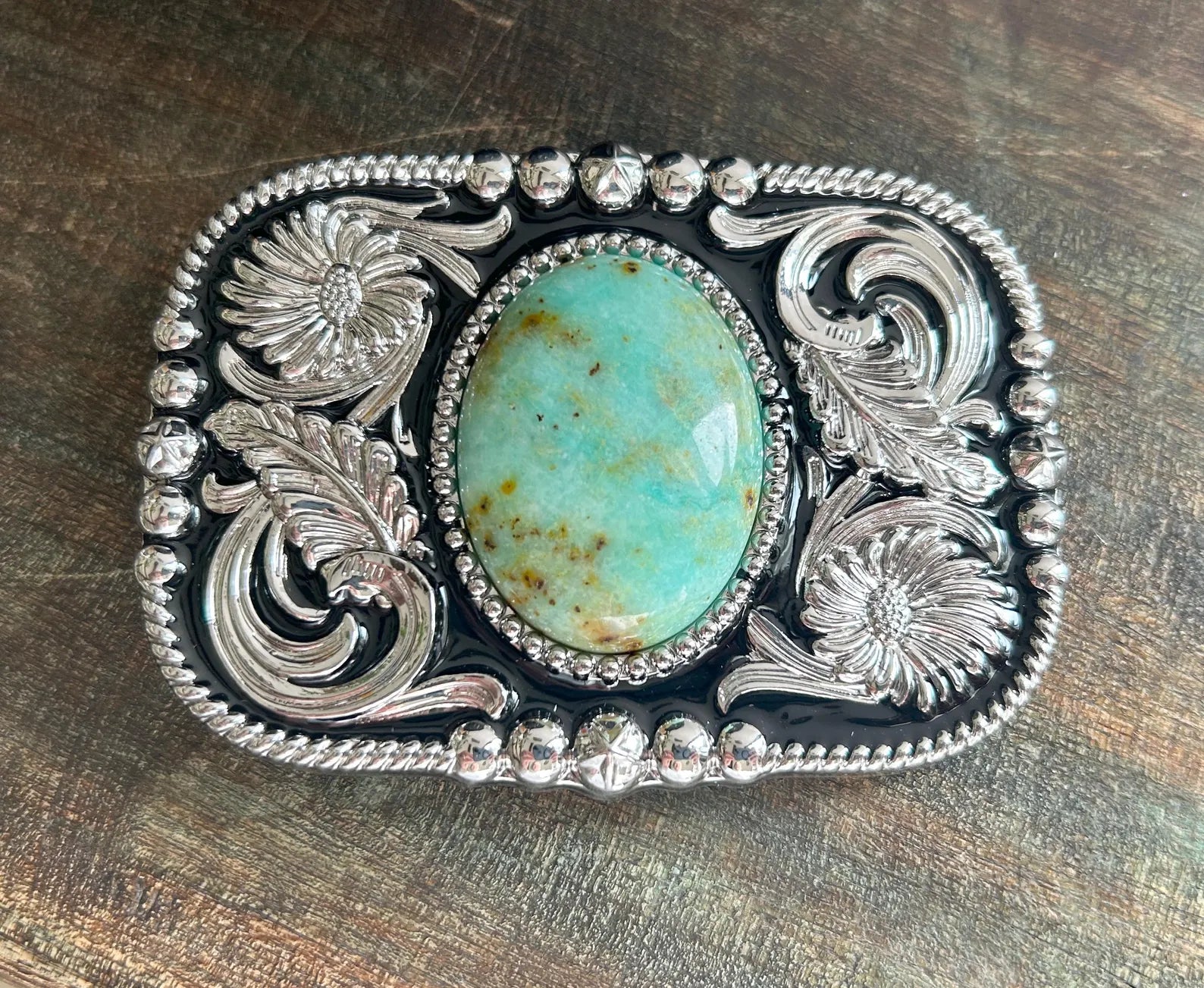Teal Intricate Belt Buckle