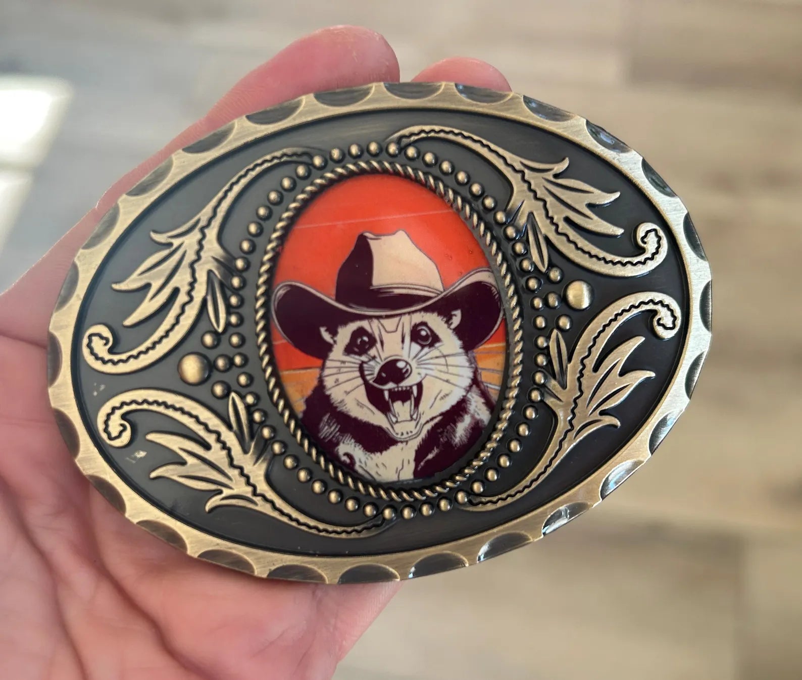 Opossum Outlaw Belt Buckle