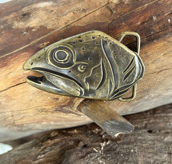 fish with lure belt buckle 2007 Freshwater & Flies Ribbon Club Belt, Green / 32-Inch, Leather Tab, Brass Hardware, Made in USA For example Fishing belt buckle Bass Fish